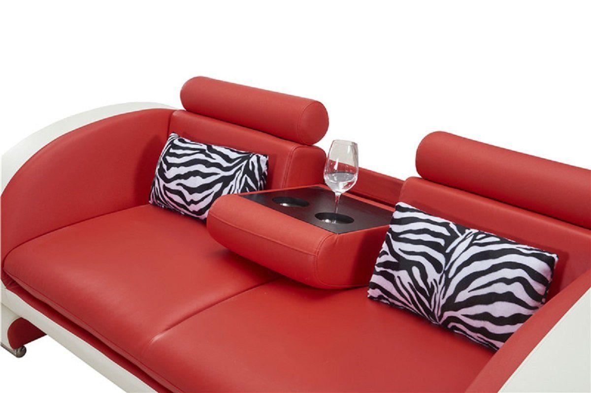 Leder Sitzer Rot/Weiß Europe JVmoebel Design Couchen Sofagarnitur Sofa Sofas, Made Sofa Polster Set 311 in