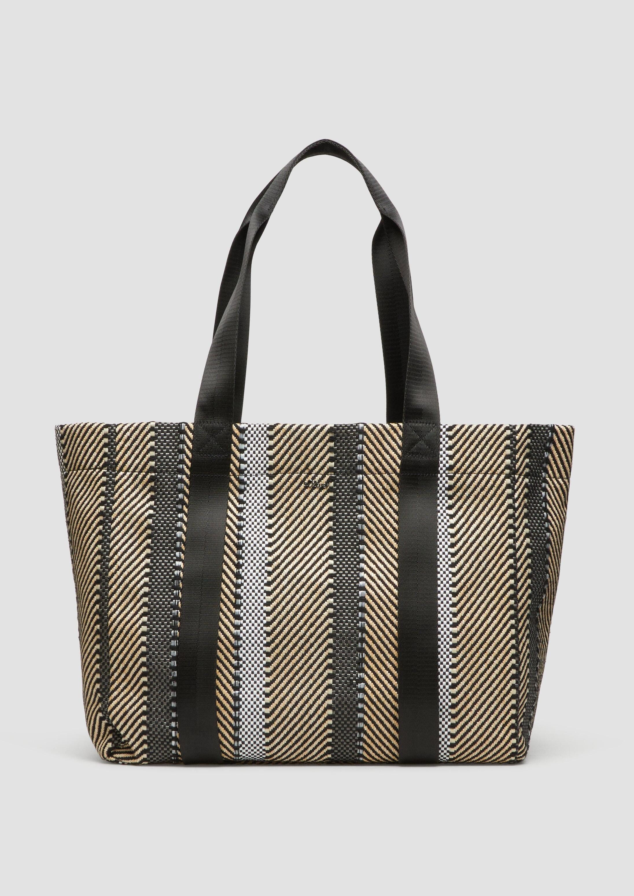 s.Oliver Shopper Tasche, Gestreifter Jacquard-Shopper mit Magnetverschluss
