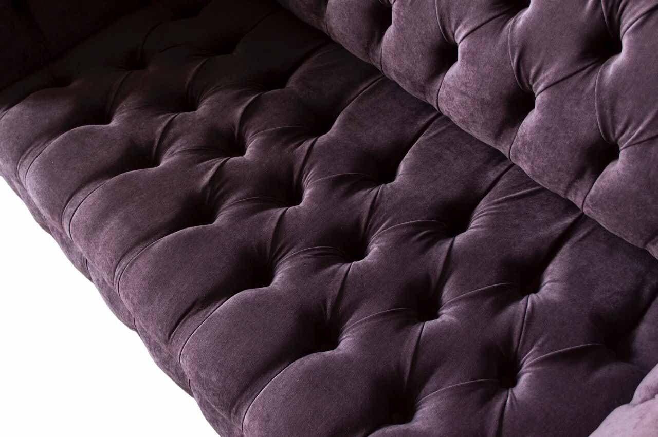 JVmoebel Sofa Textil Made Polster Lila Chesterfield Couch Sofa Zweisitzer, Design Europe In