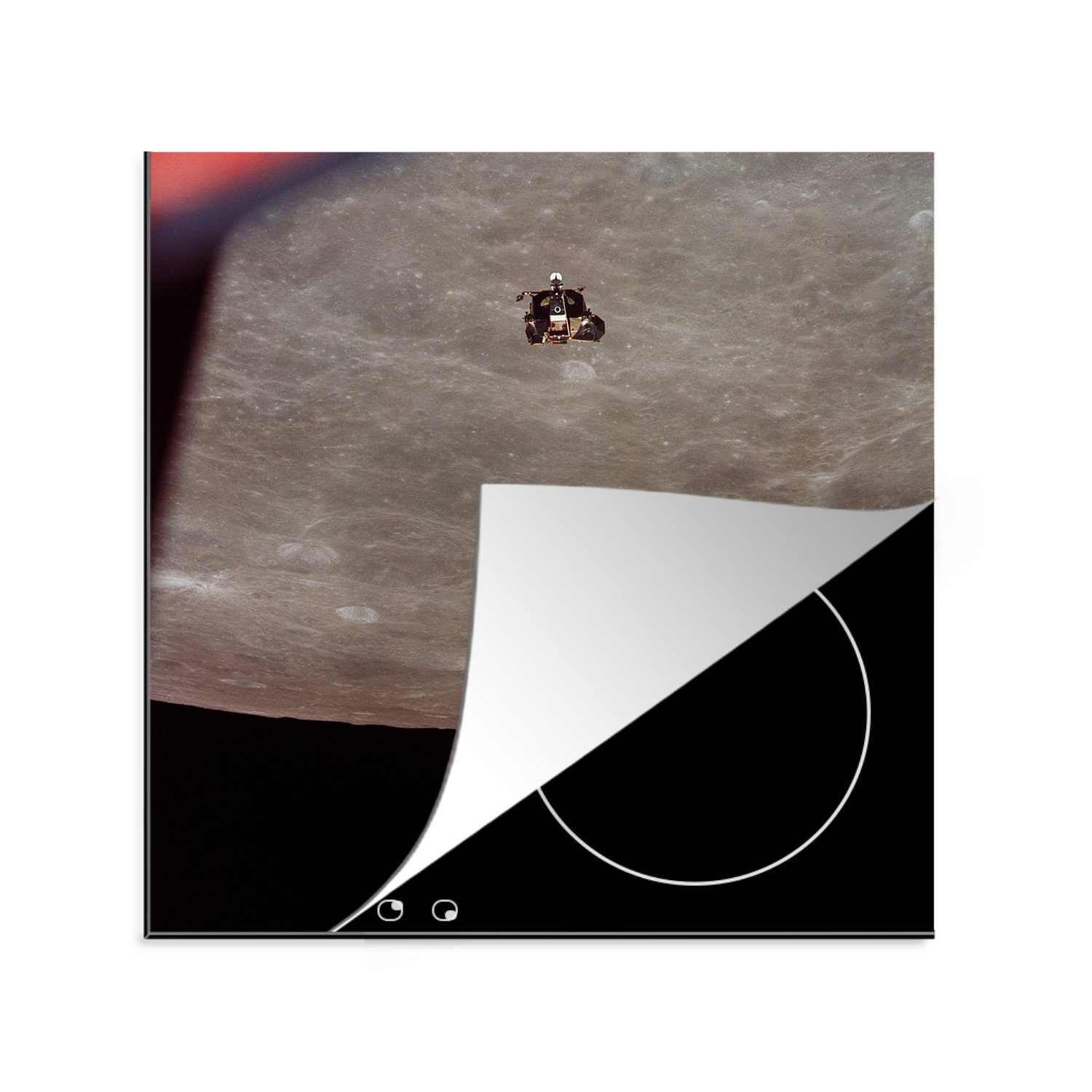 MuchoWow NASA Arbeitsplatte (1 78x78 Apollo 11, tlg), für - küche Herdblende-/Abdeckplatte - cm, Vinyl, Mond Ceranfeldabdeckung,