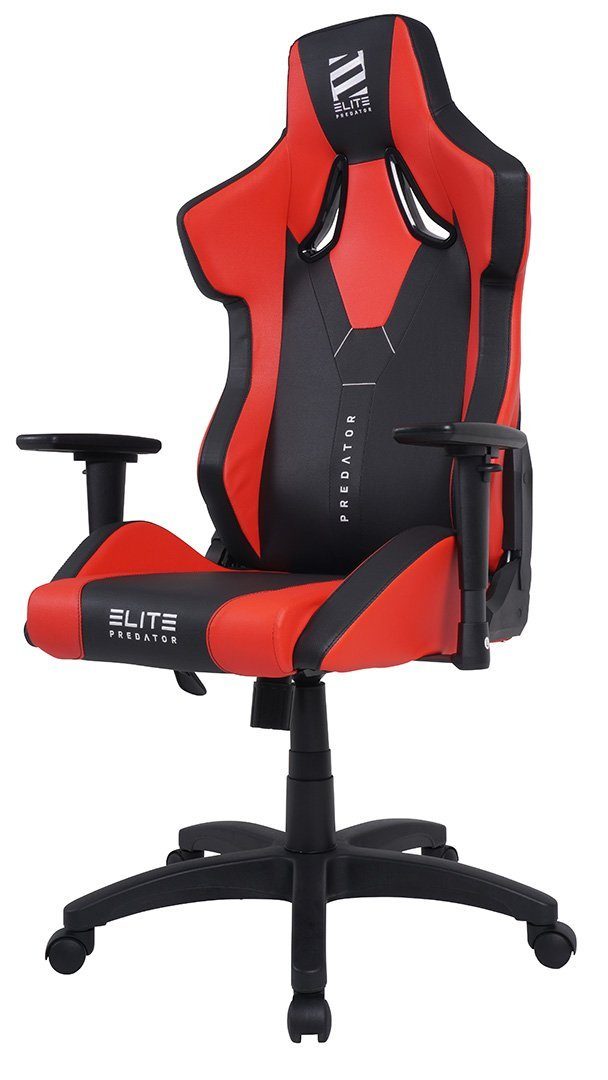 ELITE Gaming Gaming-Stuhl Elite Predator Bürostuhl Chefsessel Drehsessel Racing-Design (Ergonomischer Gamingstuhl - Härtegradeinstellung - höhenverstellbar - gepolsterte Sitzfläche/Kopfstütze - 3D-Armstützen - bis 150 kg - klappbare Rückenlehne - große Sitzfläche - Erwachsene/Jugendliche/Kinder - Home Office, 1 St), Gaming Chair - Computerstuhl - Racingstuhl - Zockerstuhl - Bürostuhl
