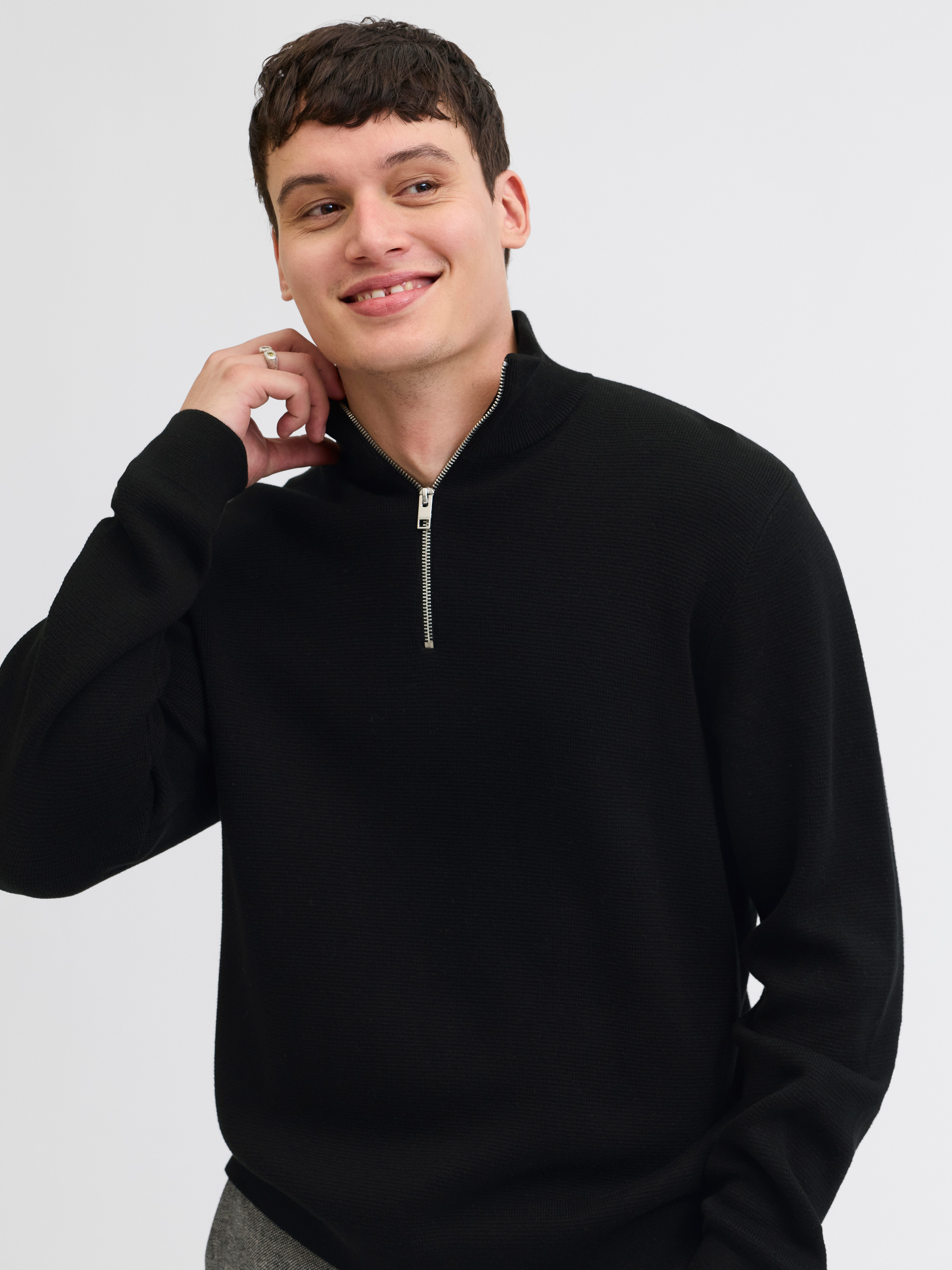 Jack & Jones Troyer JPRBLAMILANO STITCH KNIT HALF ZIP SN Baumwolle, relaxed fit