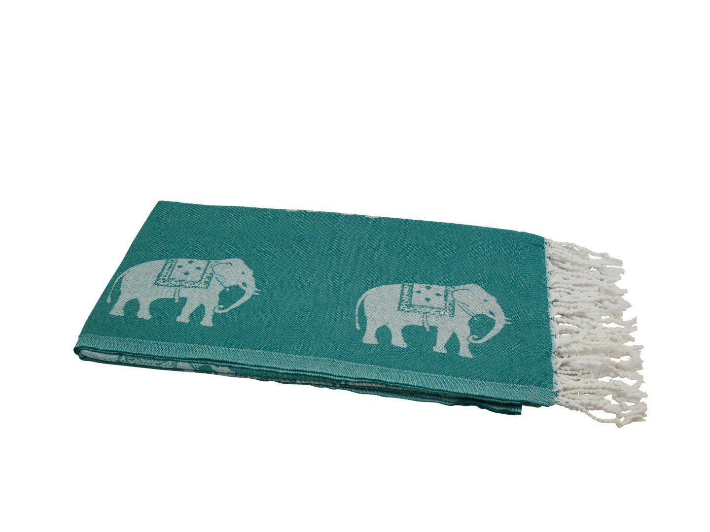 my Hamam Saunatuch Hamamtuch Saunatuch mit Elefanten-Muster (klein), Baumwolle (1-St), mit Fransen, saugstark, vielseitig u. kompakt