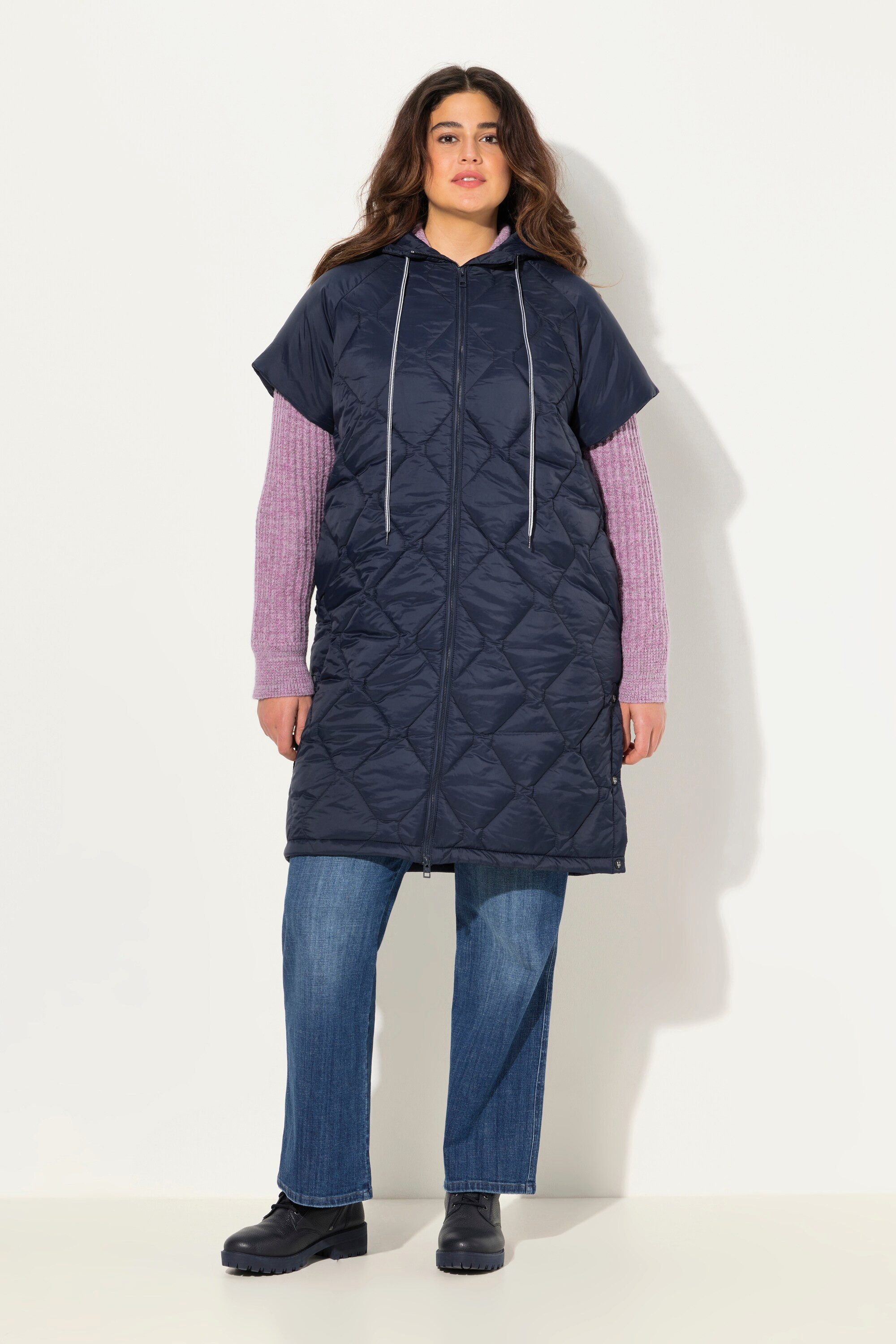 Ulla Popken Steppweste HYPRAR Steppweste Tunnelzug 2-Wege-Zipper recycelt