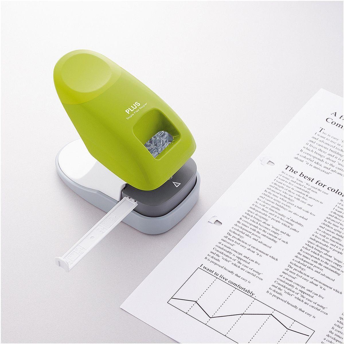 PLUS JAPAN Heftgerät SL-112A, klammerlos, 2-in-1 Gerät Lochen/ Heften