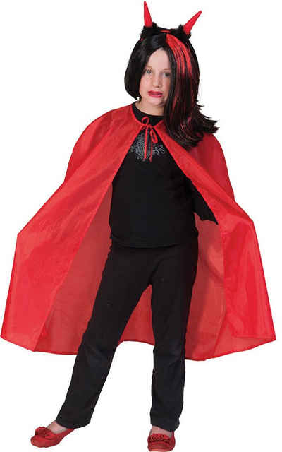 Karneval-Klamotten Teufel-Kostüm Teufelsumhang Cape rot Kinder Halloween, Kinderkostüm Umhang rot
