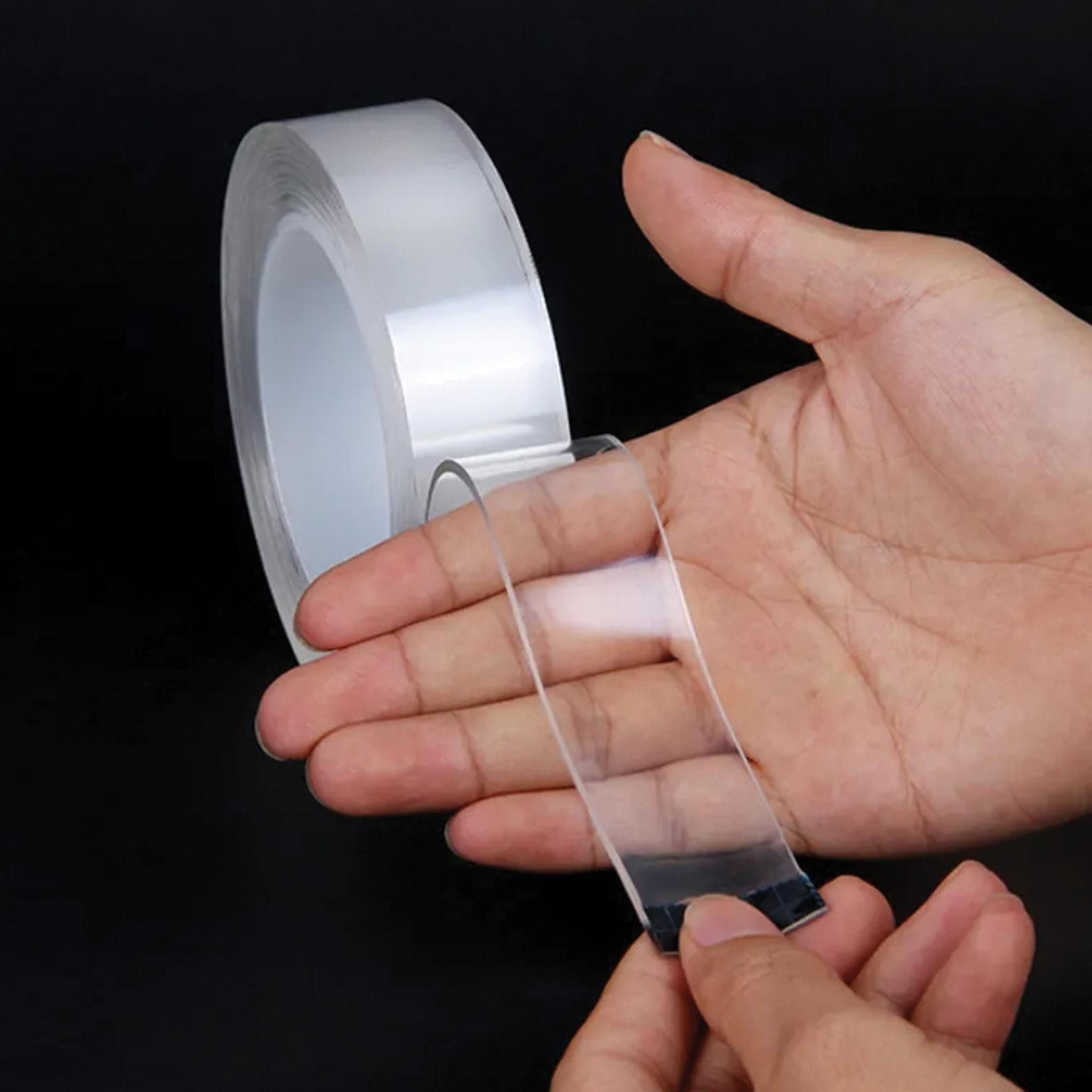 Realb2b Doppelklebeband Wiederverwendbares NANO-Klebeband, doppelseitig, 3 m Länge, 1 mm Dicke (Einzelrolle, Wiederverwendbares doppelseitiges Nano-Klebeband) Wiederverwendbar extrem haltbar starke Haftung vielseitig einsetzbar