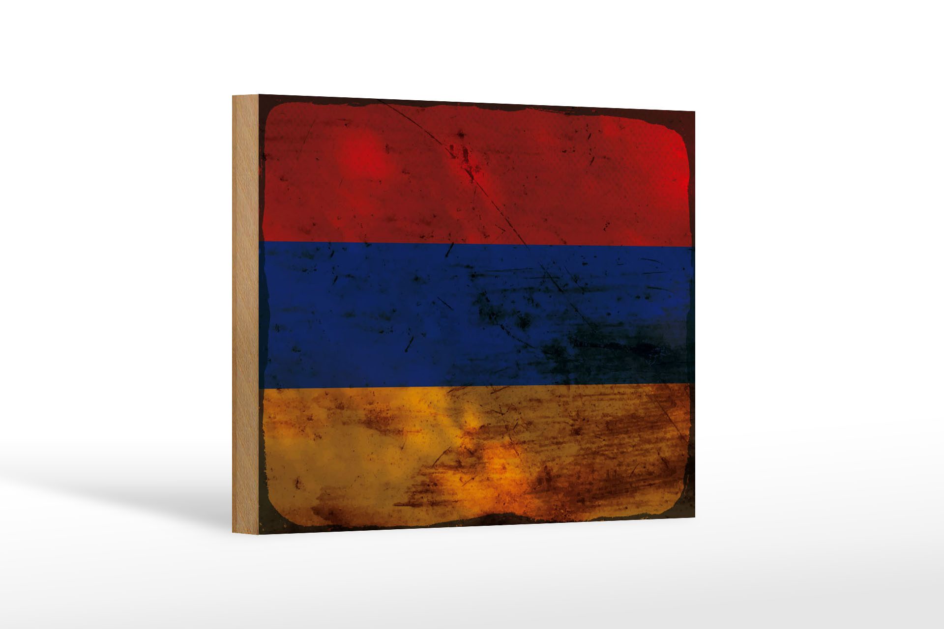 Femer GmbH Holzbild Flagge Armenien 18x12 cm Flag of Armenia Rost, Flaggen (1 St), Glatte Holzfaserplatte (MDF), vorn beschichtet