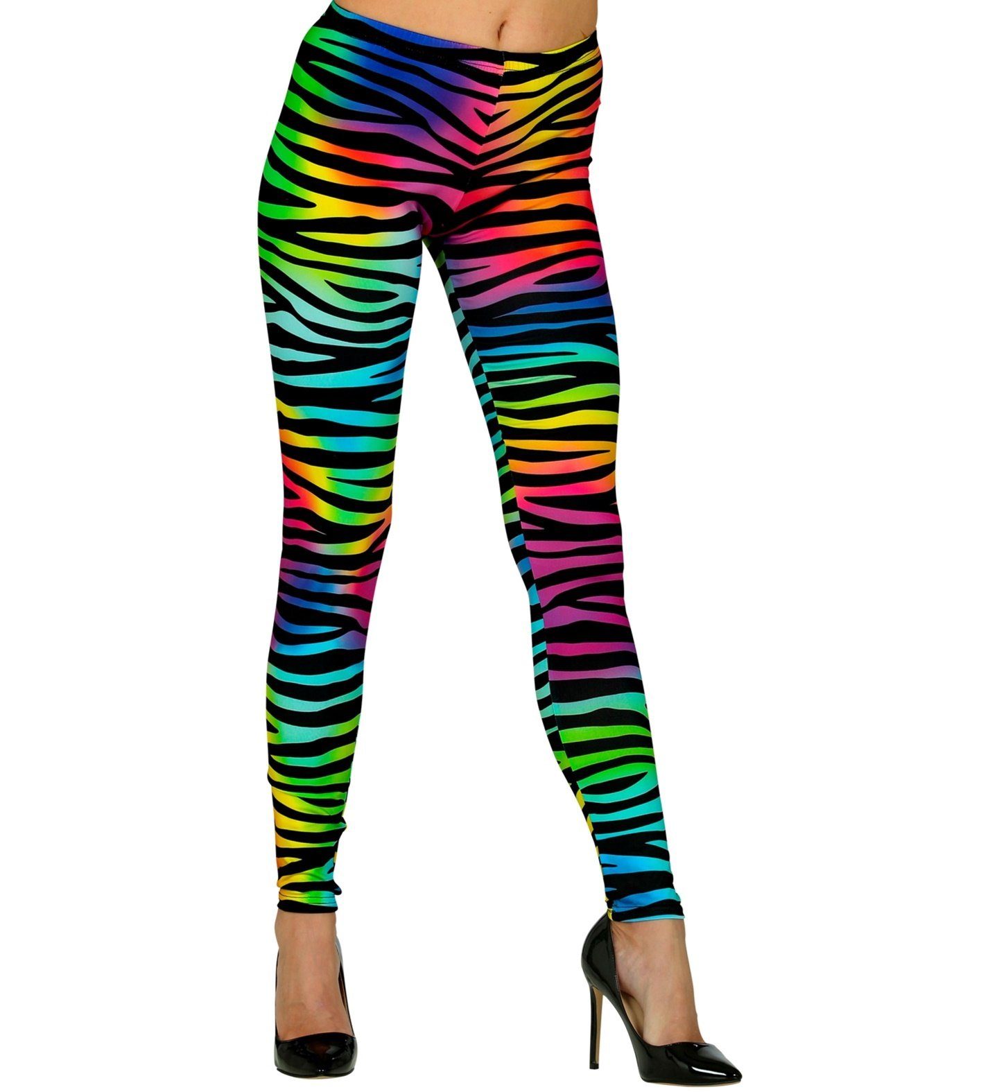 Kostüm 80er Jahre Leggings 'Neon Tigerprint' für Damen