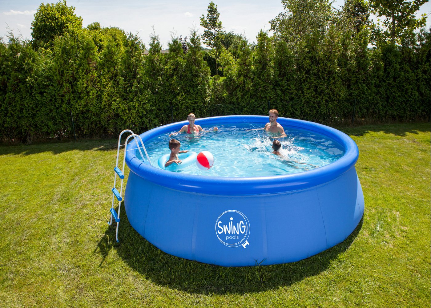 Thumbnail - HAF Rundpool Quick Up Pool Aufstellpool Schwimmbecken blau rund 366 x 91 cm (Komplett Set), Einfacher und schneller Aufb...