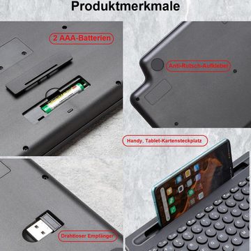 yozhiqu Universelle 2,4-G-Bluetooth-Tastatur mit Touchpad – Zweitumschaltung Tastatur mit Touchpad (Bluetooth + kabellose Verbindung,Stummschalttaste,Multifunktionstaste)