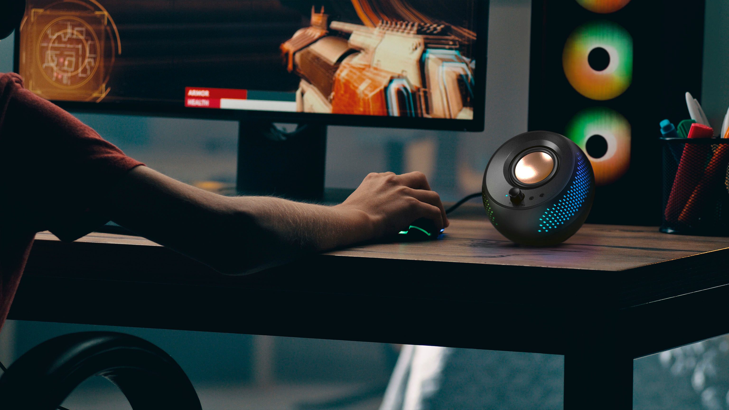 Creative Pebble X 2.0, Bluetooth 5.3, USB-C, RGB-Beleuchtung PC-Lautsprecher (Kabelloses Streaming)