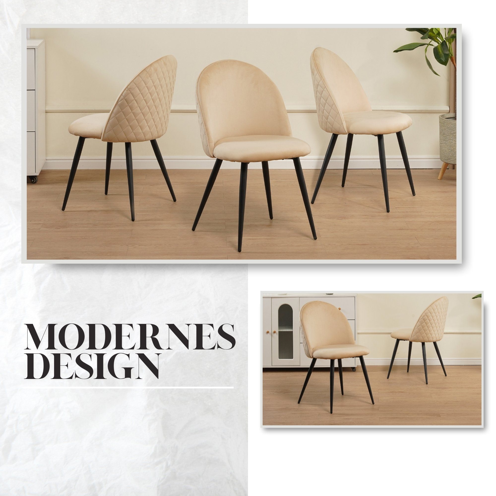 Albatros International Esszimmerstuhl Esszimmerstuhl CAPO Samt 4er Set Beig günstig online kaufen