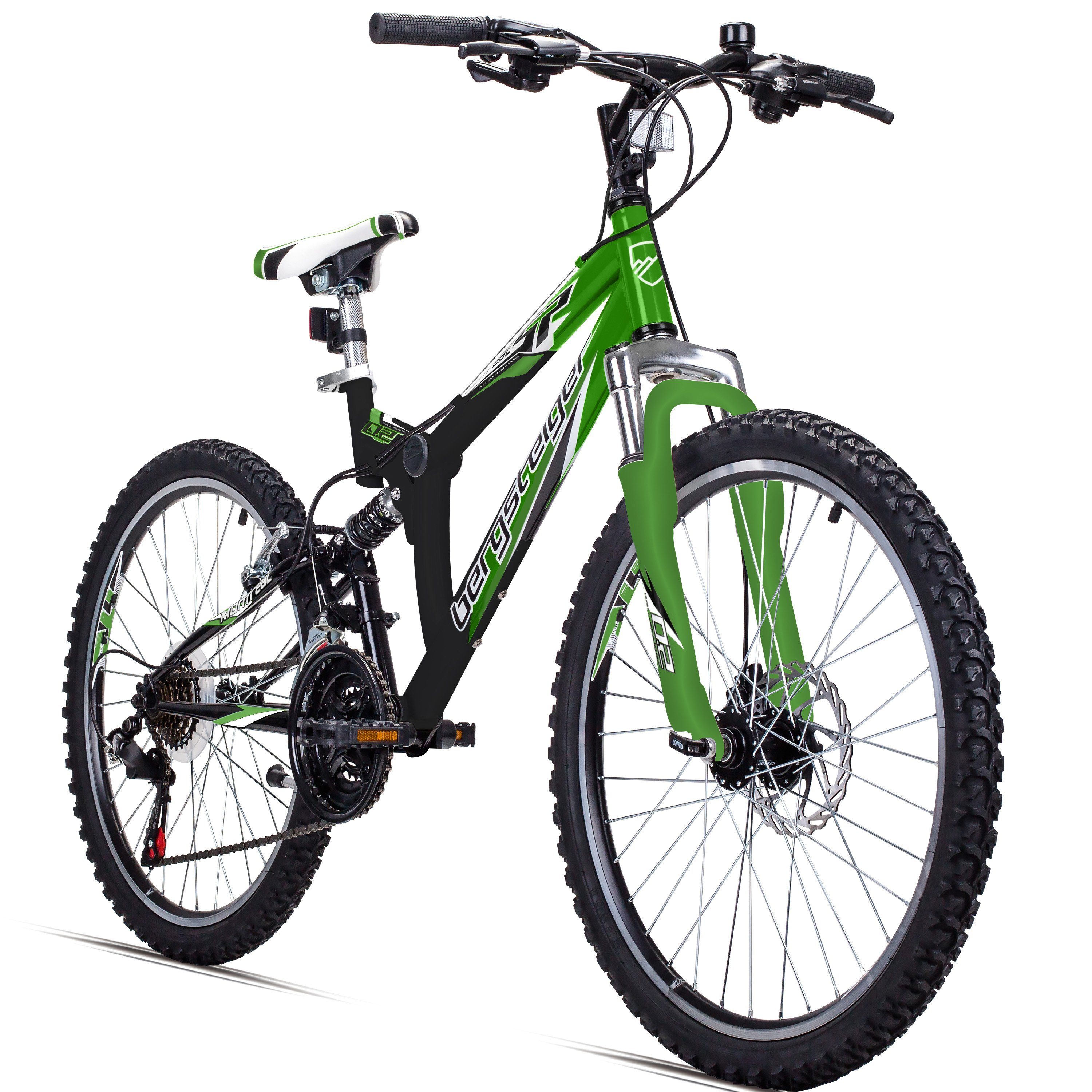 bergsteiger Mountainbike Montreal 20, 24 Zoll Kinderfahrrad, 6 - 13 Jahre, Mädchen, Jungen, 18 Gang Shimano Tourney RD-TZ50 Schaltwerk, Kettenschaltung, Scheibenbremse, V-Brake