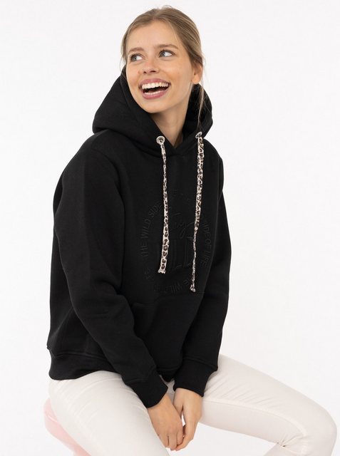 Zwillingsherz Hoodie "Nelina" mit Leo Band und schlichter Stickerei "Stay W günstig online kaufen