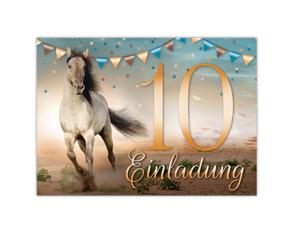 Einladungskarten Pferd Einladungen zum 10. Kindergeburtstag Fohlen Karten Mädchen
