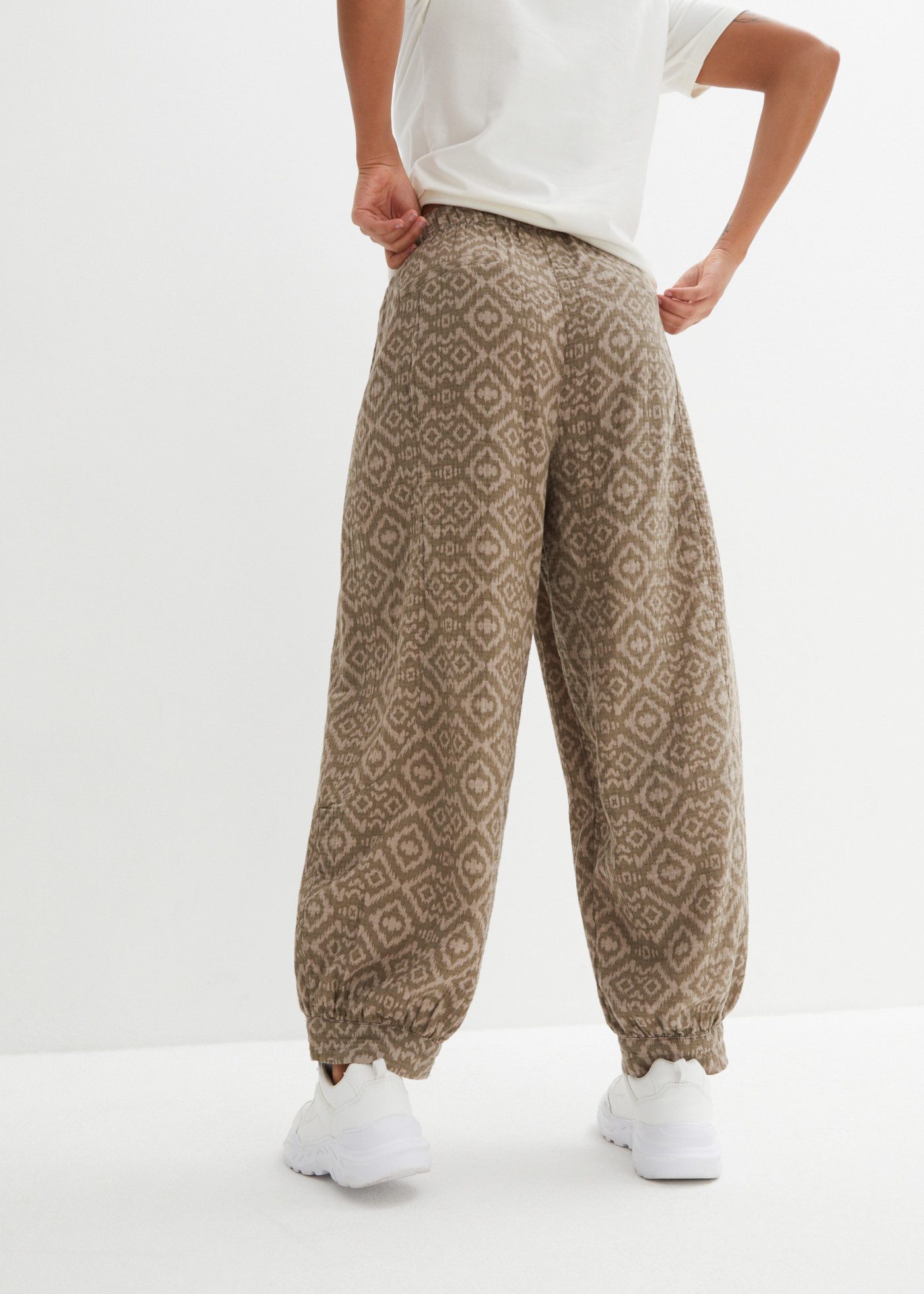 bonprix Pumphose Loose Fit, weites Bein, aus reiner Baumwolle
