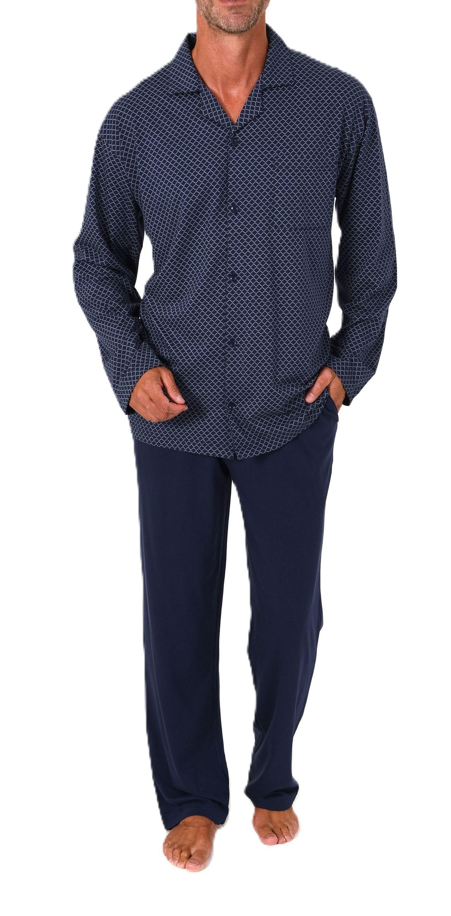 Pyjama Normann Herren Langarm Pyjama zum durchknöpfen, auch in Übergrössen