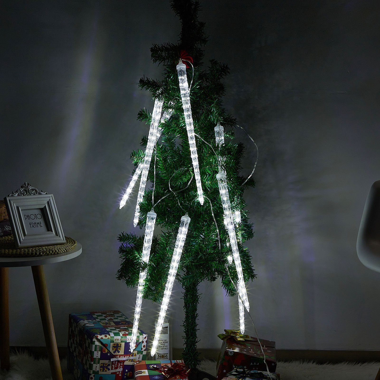 anschliessbar, Eiszapfen, Bäume, Eiszapfen 2.8M, Rosnek Lichter, 42.5cm, für wasserdicht, 288-flammig, 8 LED-Lichtervorhang LED Traufe Weihnachten Deko 288LEDs,