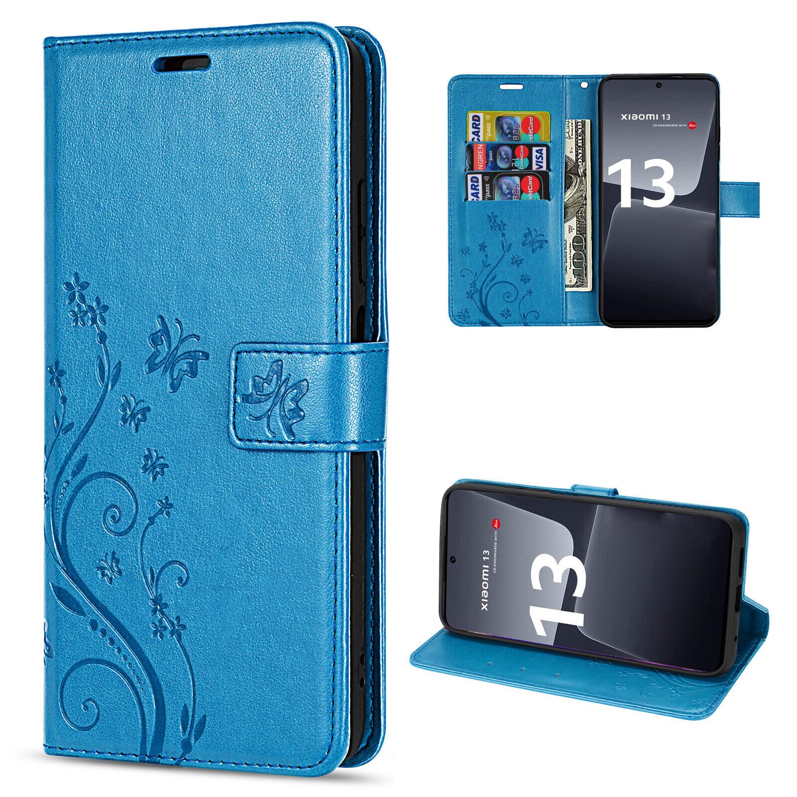 betterfon Handyhülle Handytasche für Xiaomi 13 Schutzhülle Klapphülle, Bookstyle-Hülle: Magnetverschluss 3 Kartenfächer & Standfunktion