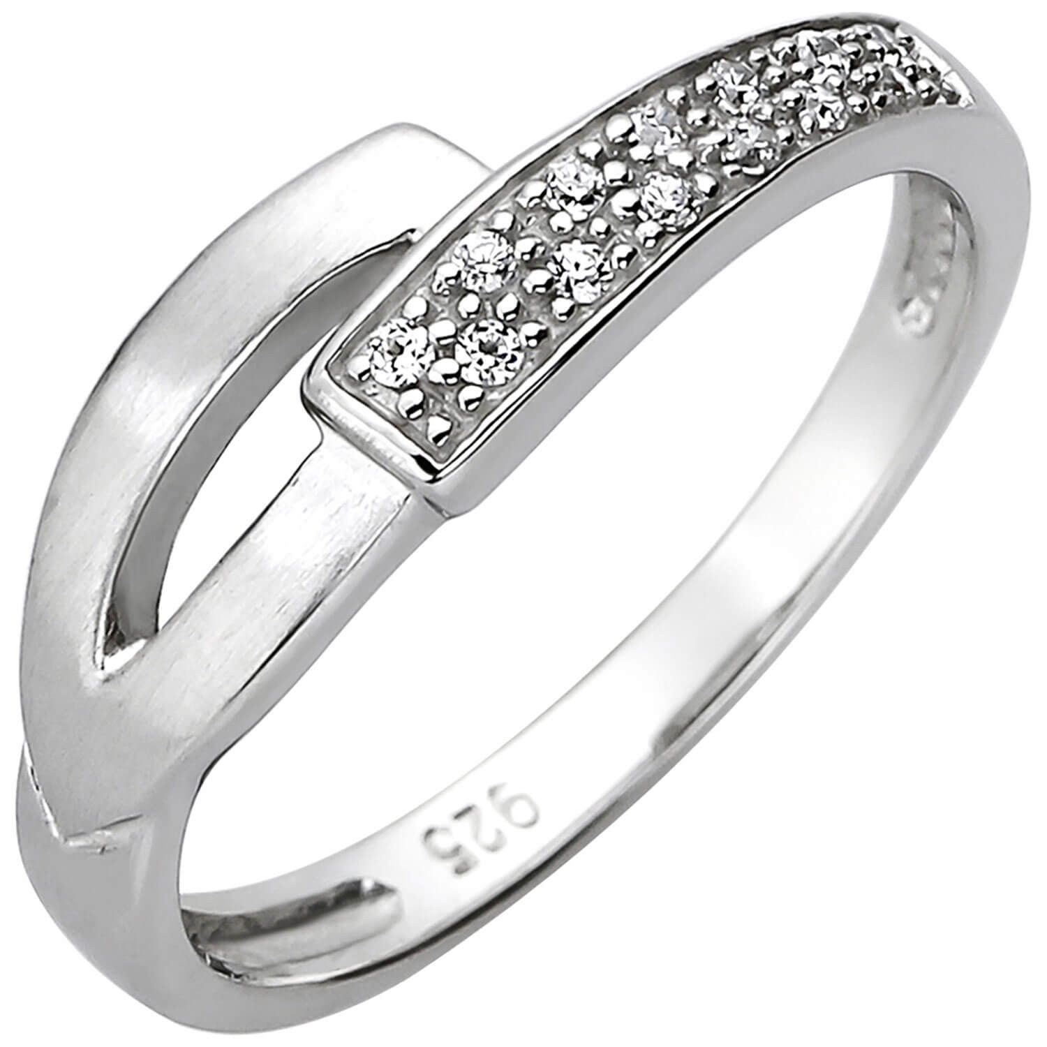 Schmuck Krone Silberring Ring aus 925 Silber mit 13 Zirkonia weiß, Silber 925