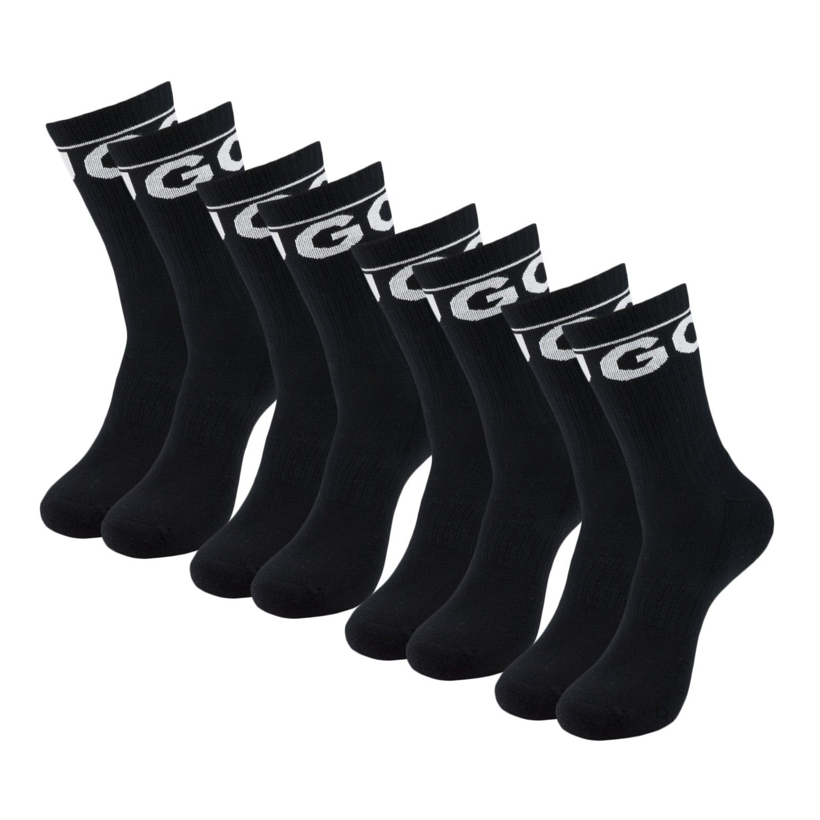 HUGO Freizeitsocken QS Rib Label CC (4-Paar) mit Markenschriftzug