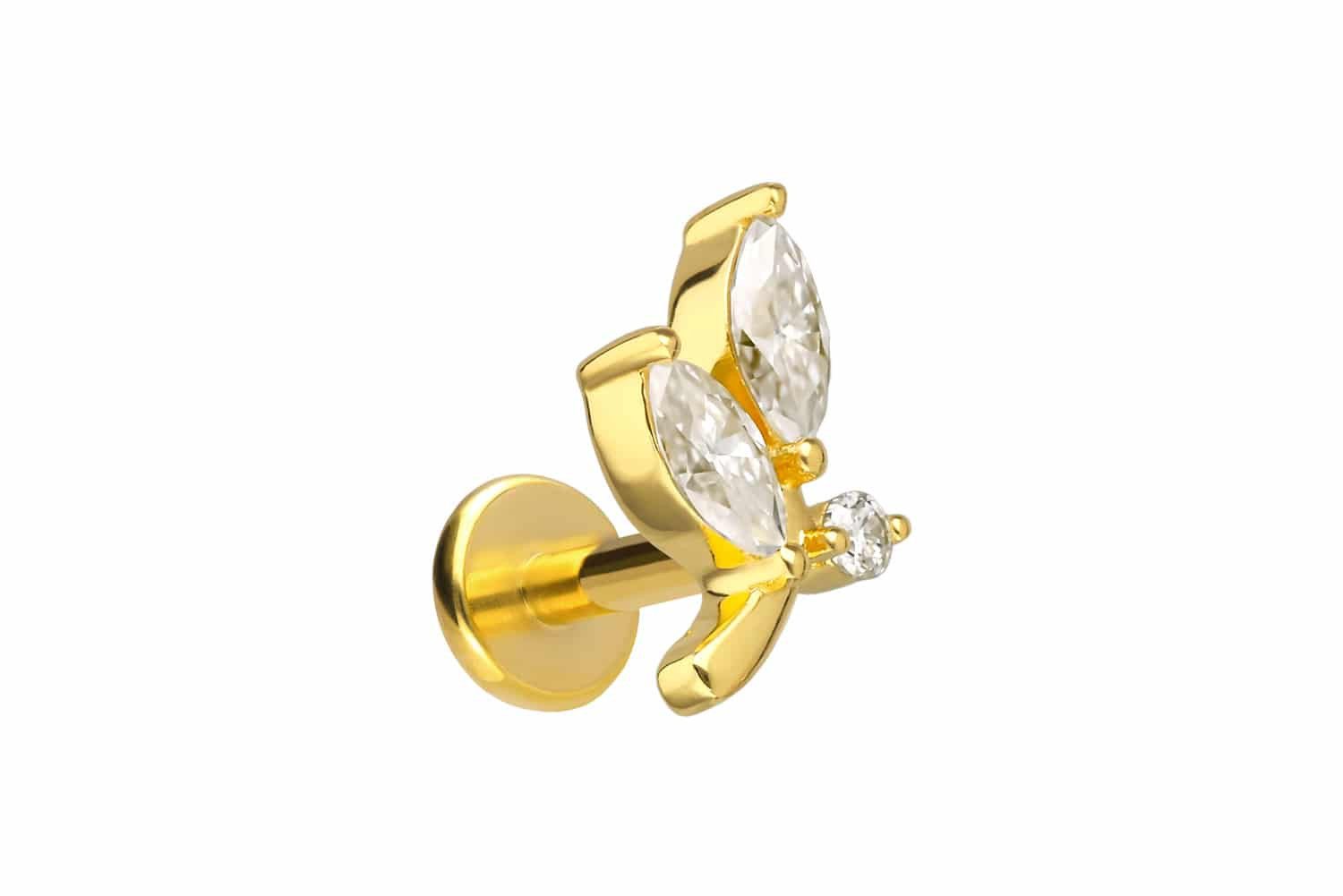 PIERCINGLINE Piercing-Set Titan Labret mit Innengewinde + 925er Silber Aufsatz MOISSANIT-ZWEIG (Labrets, 1-tlg)