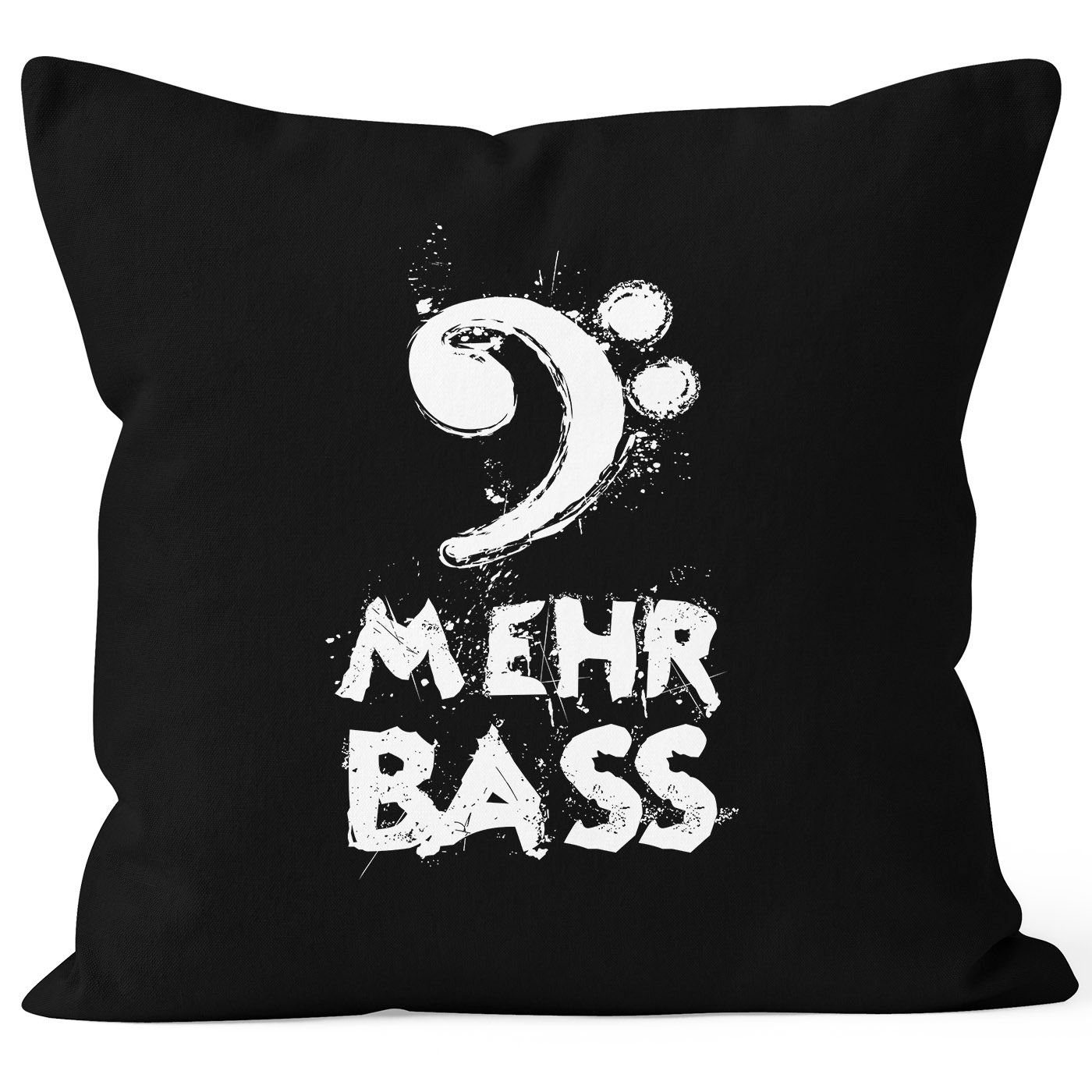 MoonWorks Dekokissen Kissenbezug Mehr Bass Music Party Disco Techno Festival Feiern Musik hören Kissen-Hülle Deko-Kissen Baumwolle MoonWorks®