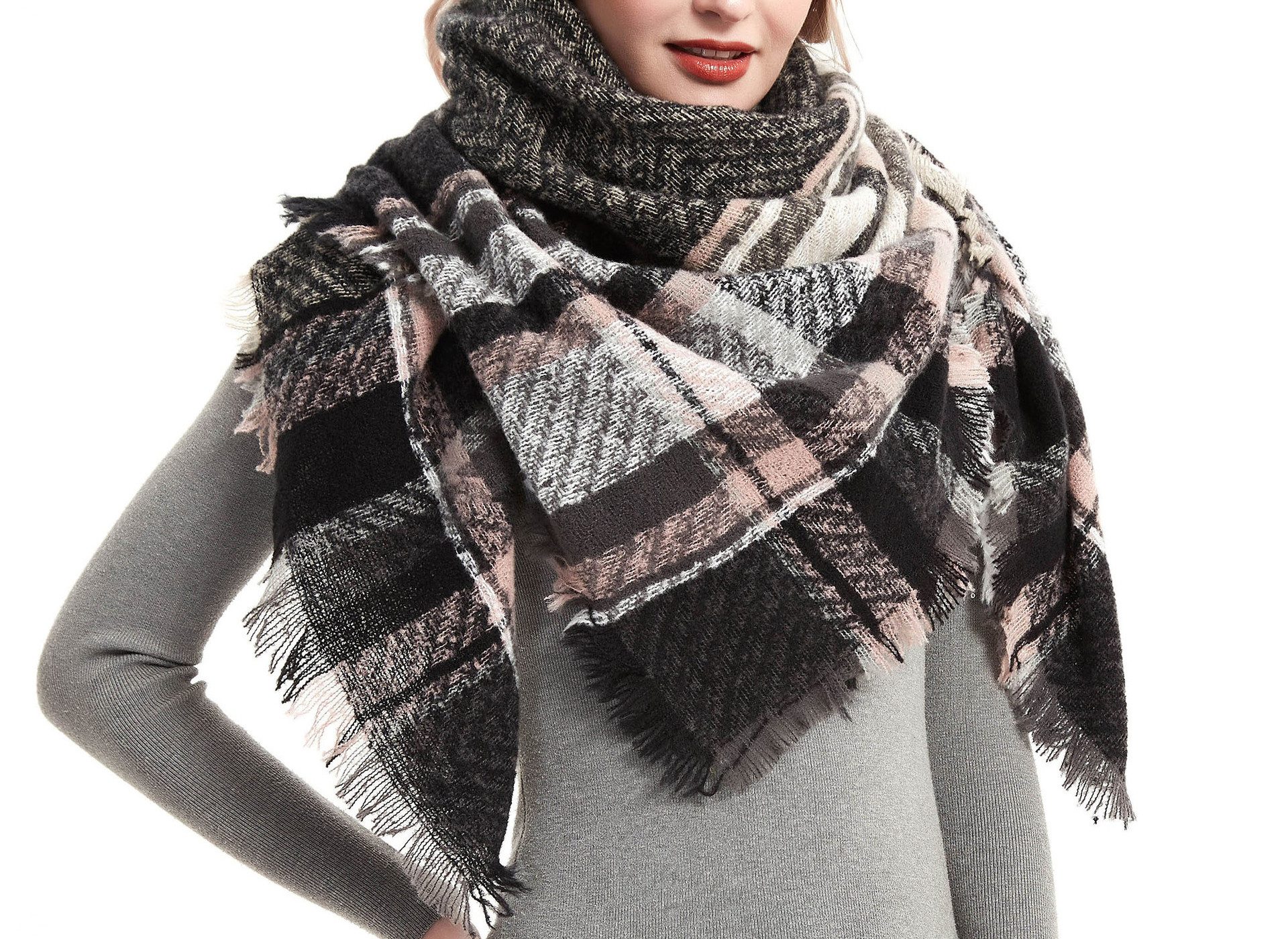 THE FASHION HOUSE Schal Damen Schal Winter Herbst kariert in Übergröße Deckenschal Modeschal, Karo Tartan Streifen Muster Schultertuch Halstuch oversize