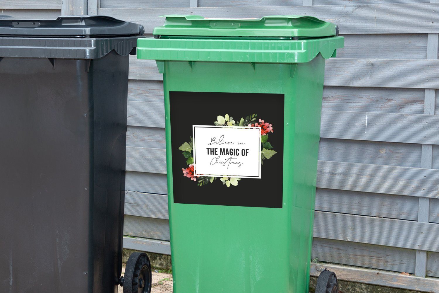 MuchoWow Wandsticker Container, Mülleimer-aufkleber, St), Weihnachten - Sticker, Magie Abfalbehälter - Mülltonne, (1 Zitat