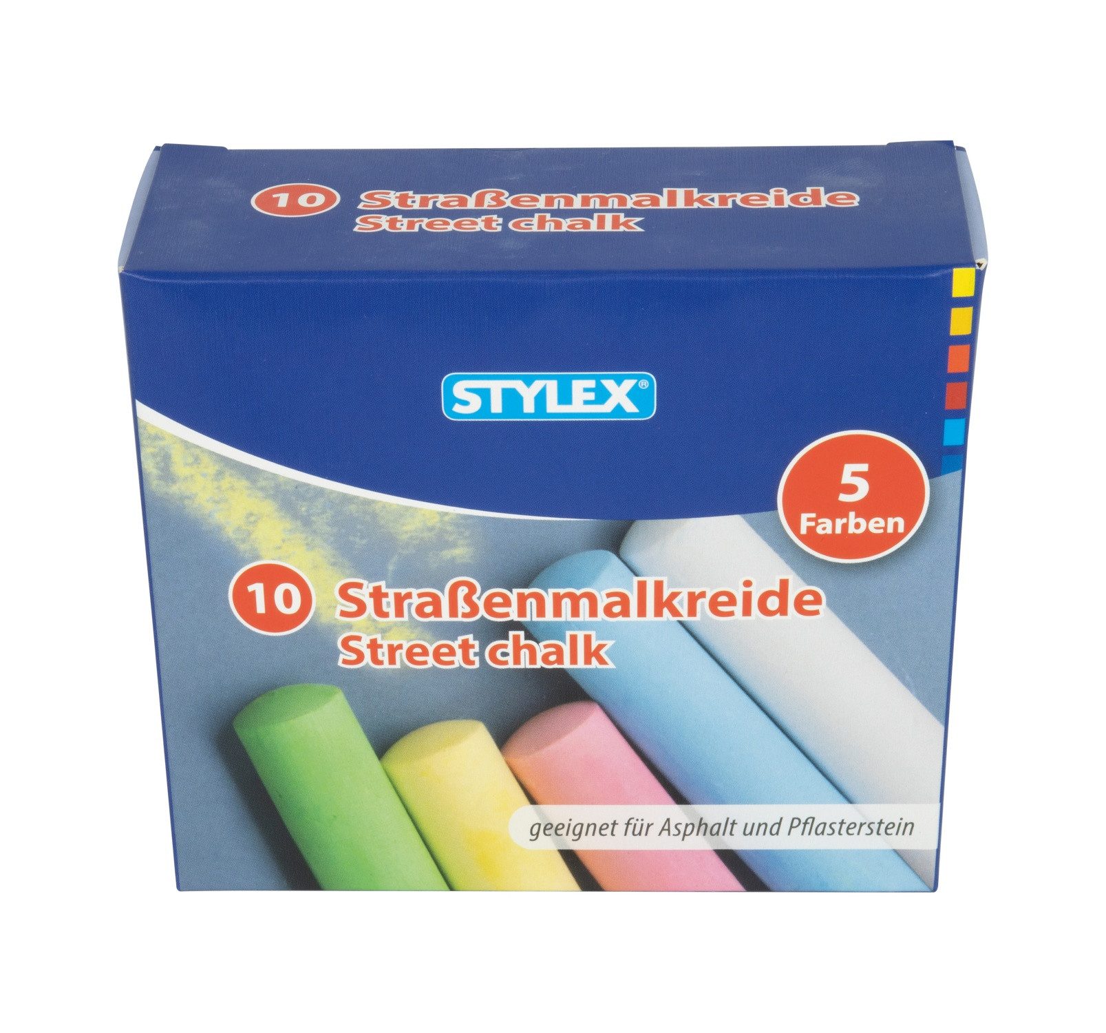 Stylex Schreibwaren Malkreide 10 Stangen Strassenkreide / Malkreide / 5 Farben