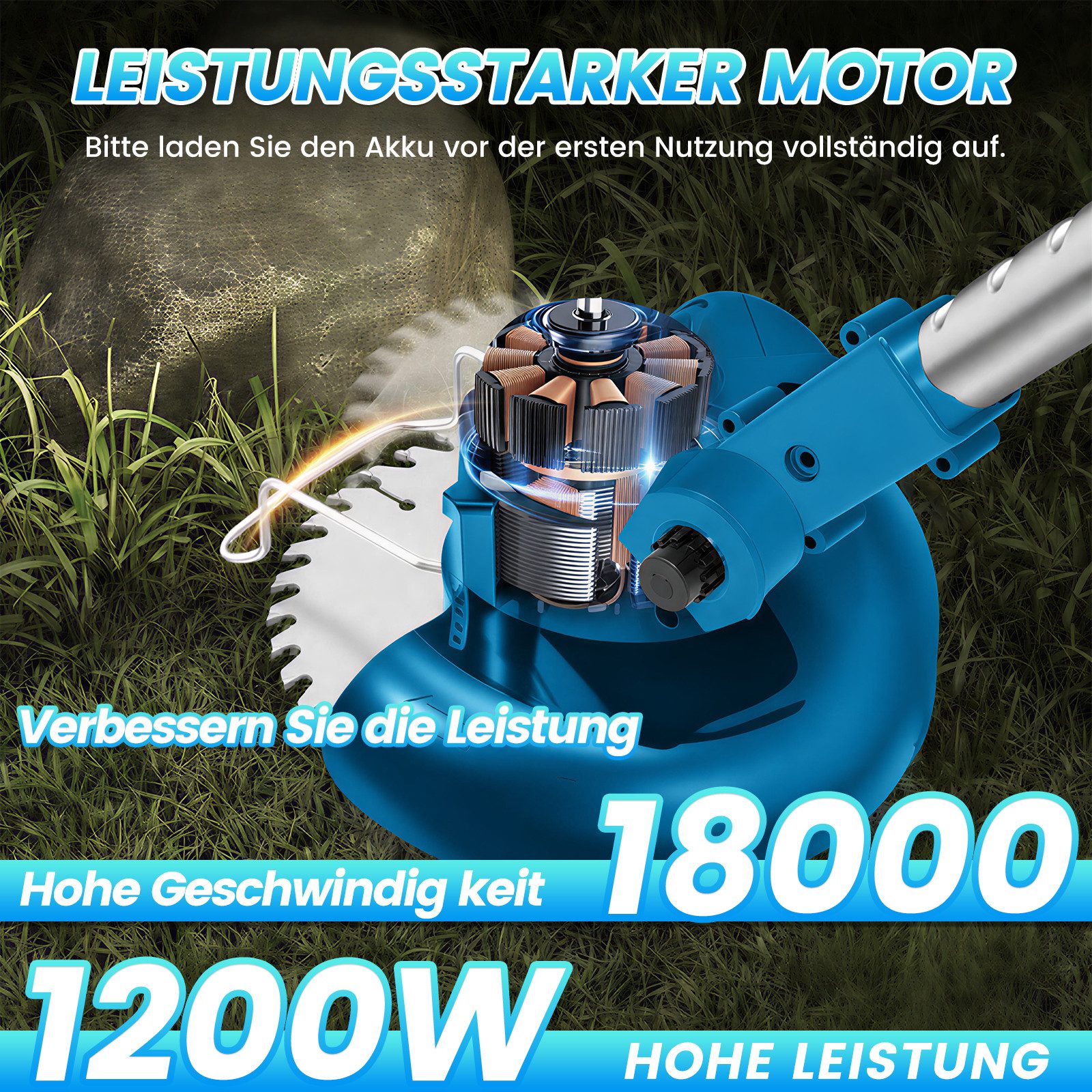 Bundviel Elektrorasenmäher Akku-Rasentrimmer, Batteriebetriebener Rasentrimmer Mit 21 V – Bild 3 von 5