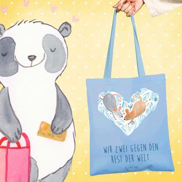 Mr. & Mrs. Panda Tragetasche Mäuse Herz - Sky Blue - Geschenk, Heiratsantrag, verheiratet, glückli (1-tlg), Design-Highlight