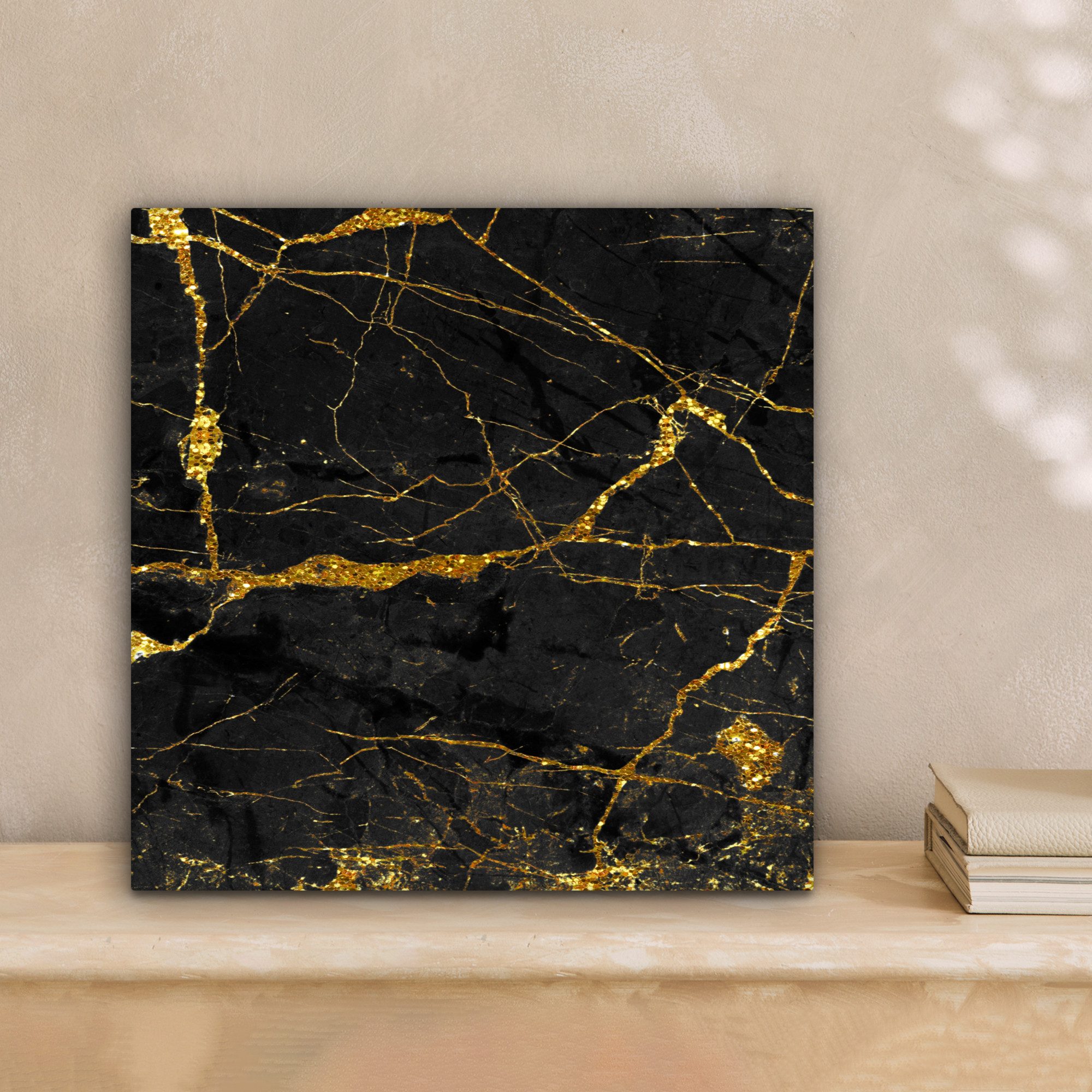 OneMillionCanvasses® Leinwandbild Marmor - Gold - Schwarz - Marmoroptik - L günstig online kaufen