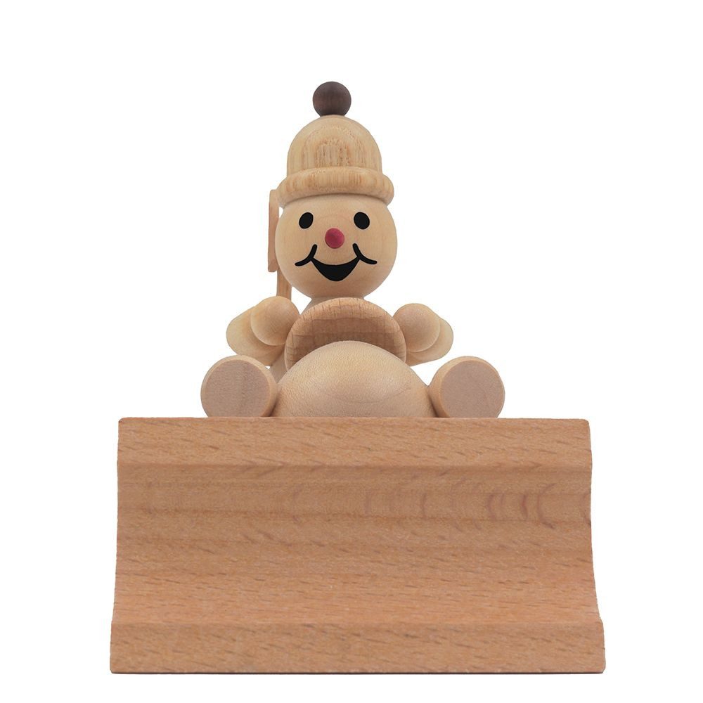 Drechslerei Volkmar Wagner Räuchermännchen Schneemann Junior „mit Schneepflug“ - 9 cm - Original Erzgebirge