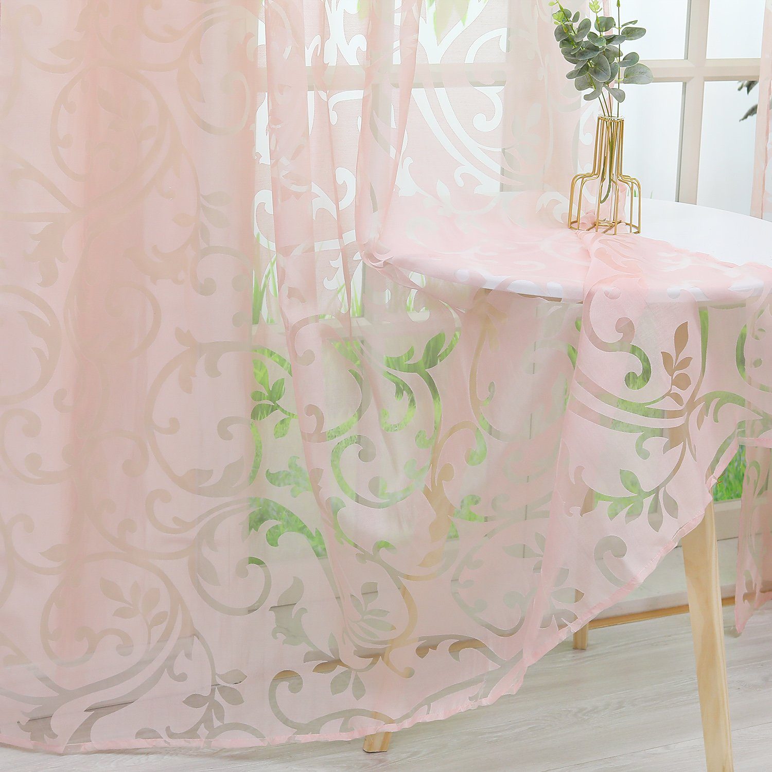 Joyswahl Gardine Jessica (1 St), Schlaufen, Voile Ausbrenner mit Ranken