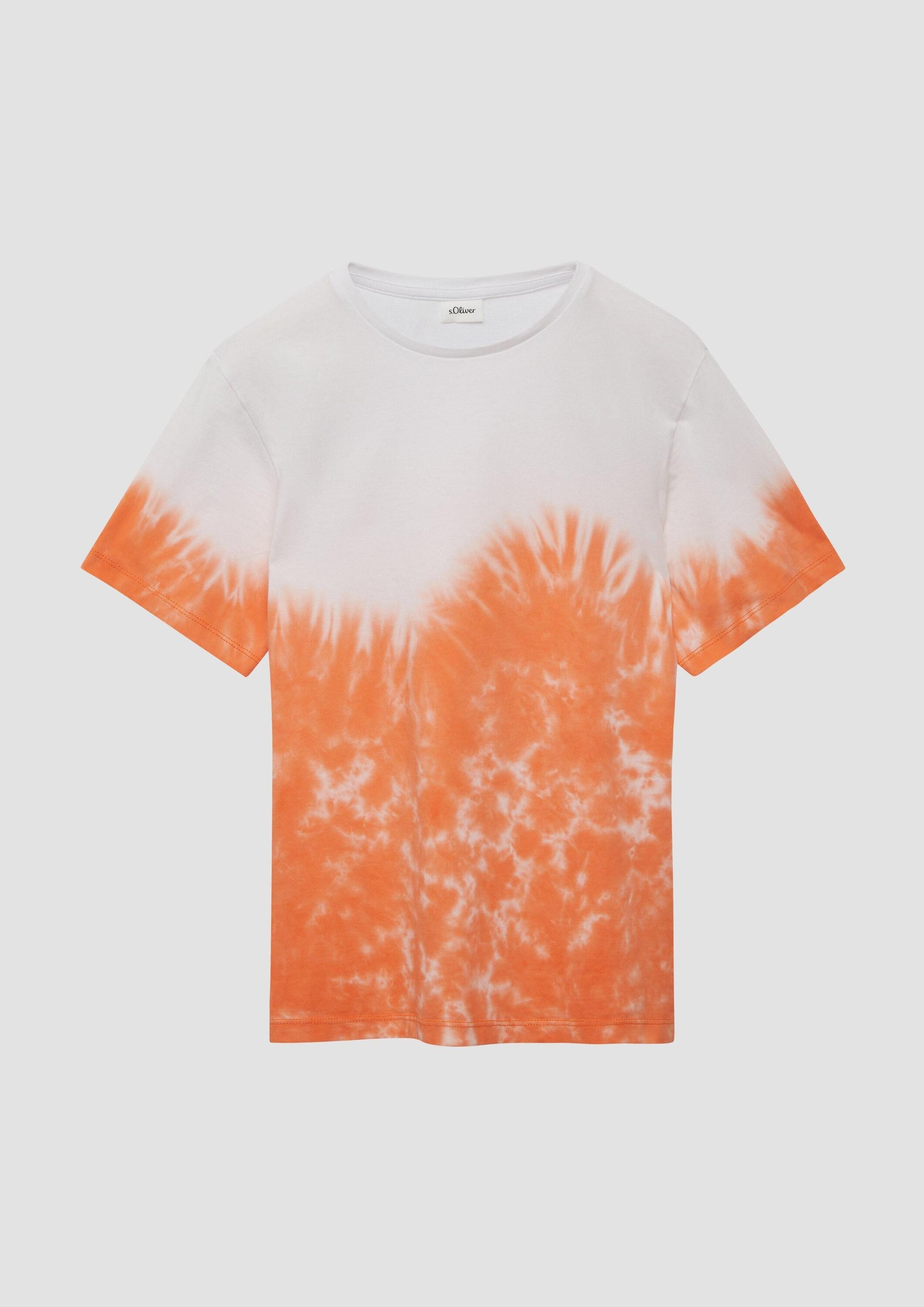 s.Oliver Kurzarmshirt T-Shirt T-Shirt mit Batikmuster und überschnittenen Schultern