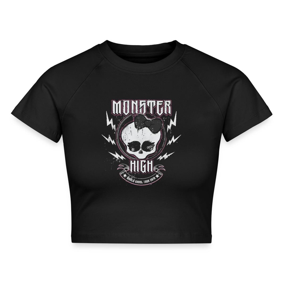 Spreadshirt T-Shirt Monster High™ World Ghoul Tour Totenkopf-Design Crop Top (1-tlg)