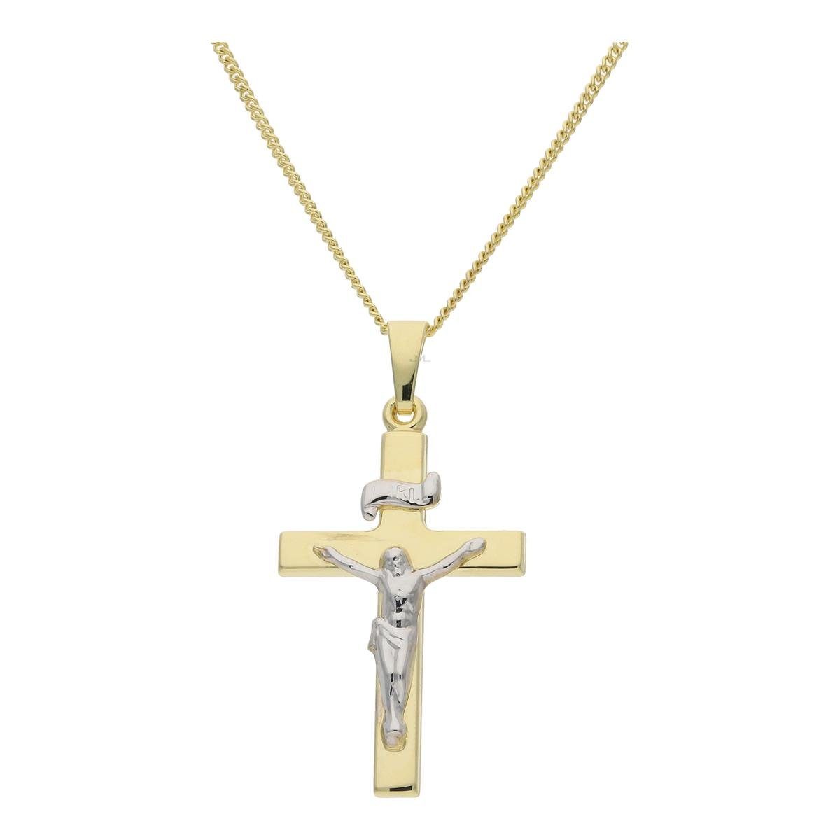 JuwelmaLux Kreuzanhänger JuwelmaLux Anhänger Kreuz mit Korpus 333/000 (8 Karat) Gold und Weißgo (1-tlg)