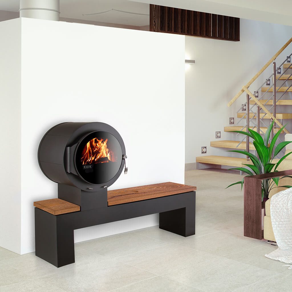 Kanuk Kaminofen Kaminofen Kanuk® BANK Goldenteak gestrahlt, 8 kW