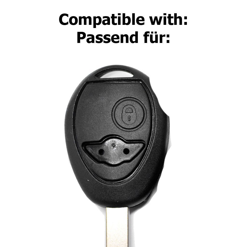 Autoschlüssel Blau, 2 Funk Schlüsseltasche für Tasten Schutzhülle Clubman Silikon Cabrio Softcase Fernbedienung mt-key Coupe Mini Cooper