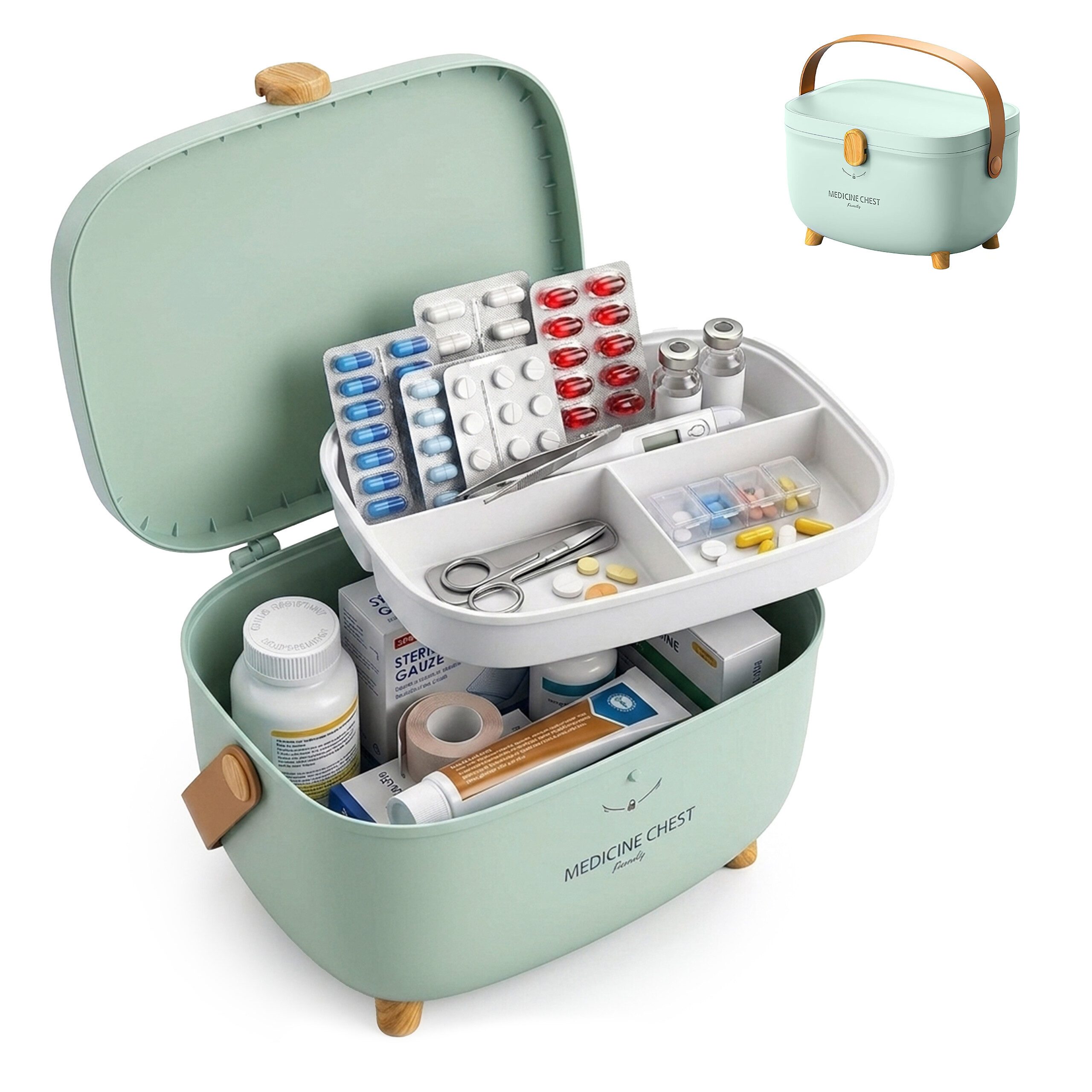 relaxdays Erste-Hilfe-Koffer Medizinbox aus Kunststoff, (1 St), grün