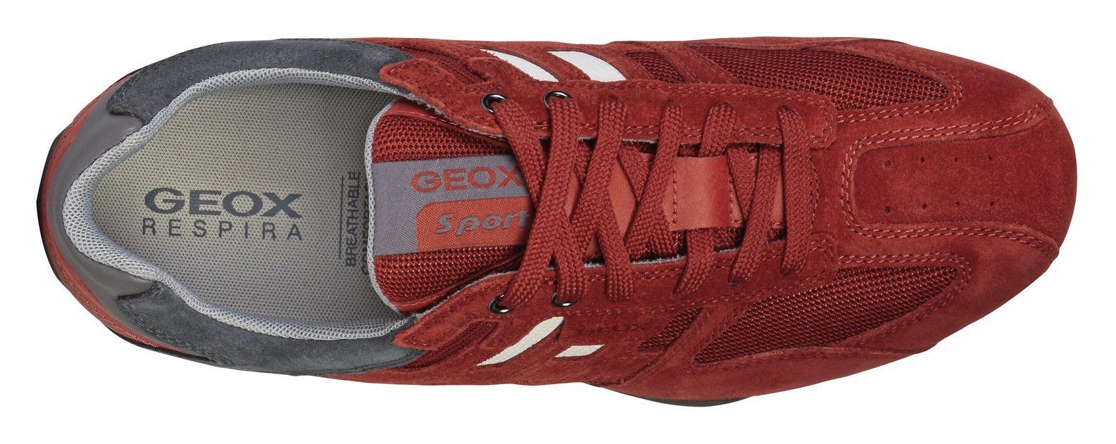 Membrane Sneaker Geox Materialmix Geox im Spezial rot-grau Snake mit