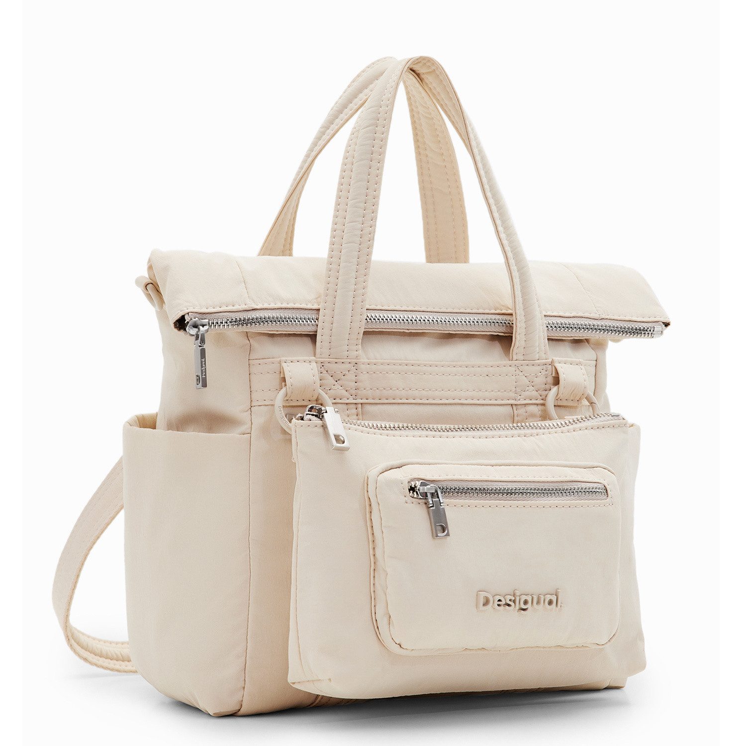 Desigual Umhängetasche Desigual Damentasche/Rucksack 2in1 Voyager Mini blanco roto (1, 1-tlg., 1)