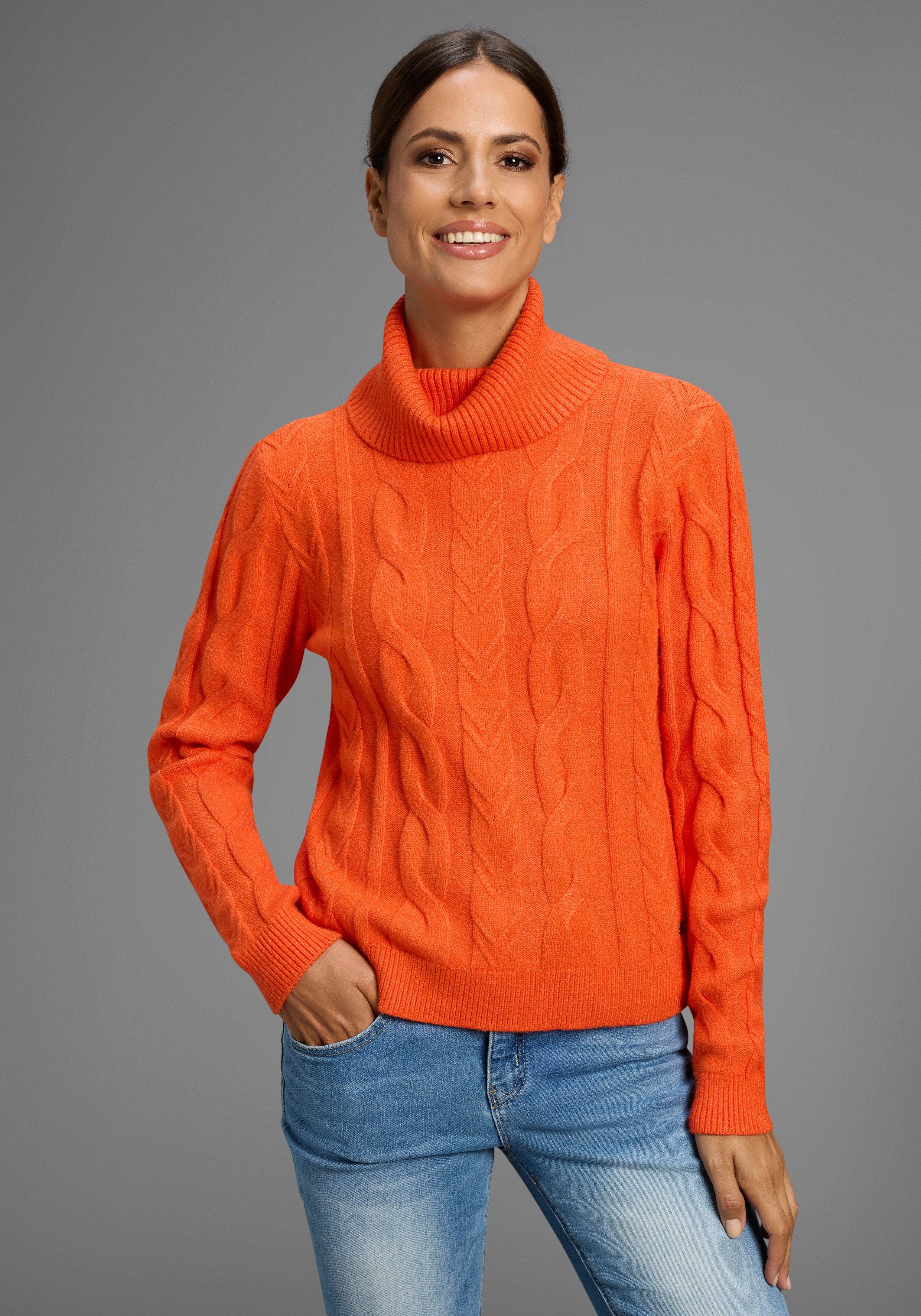 KangaROOS Rollkragenpullover mit Zopfstrickmuster günstig online kaufen