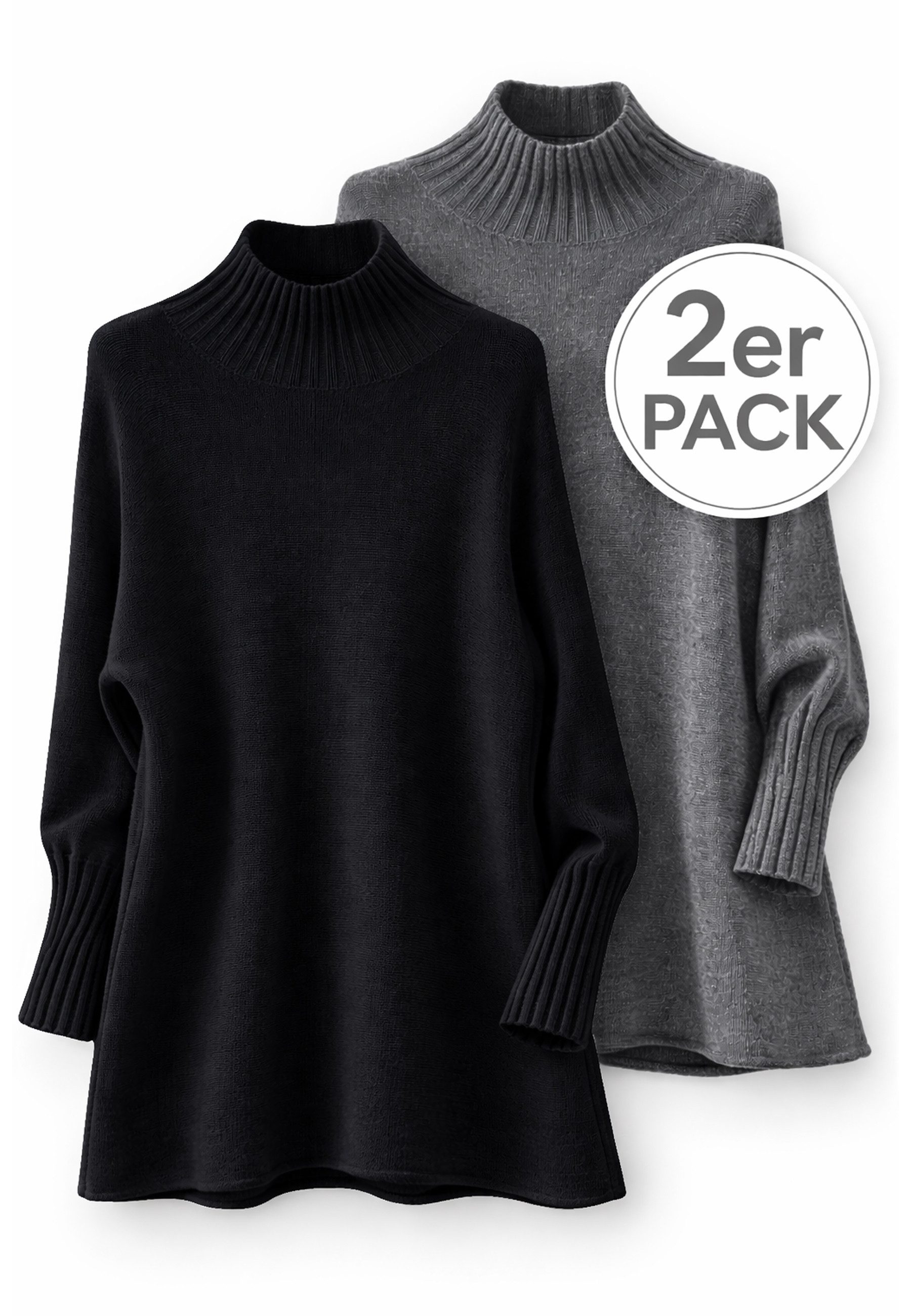 YC Fashion & Style Strickpullover Feinstrickpullover 2er Set mit Stehkragen günstig online kaufen