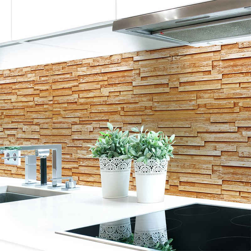 DRUCK-EXPERT Küchenrückwand Küchenrückwand Schichtenholz Relief Hart-PVC 0,4 mm selbstklebend