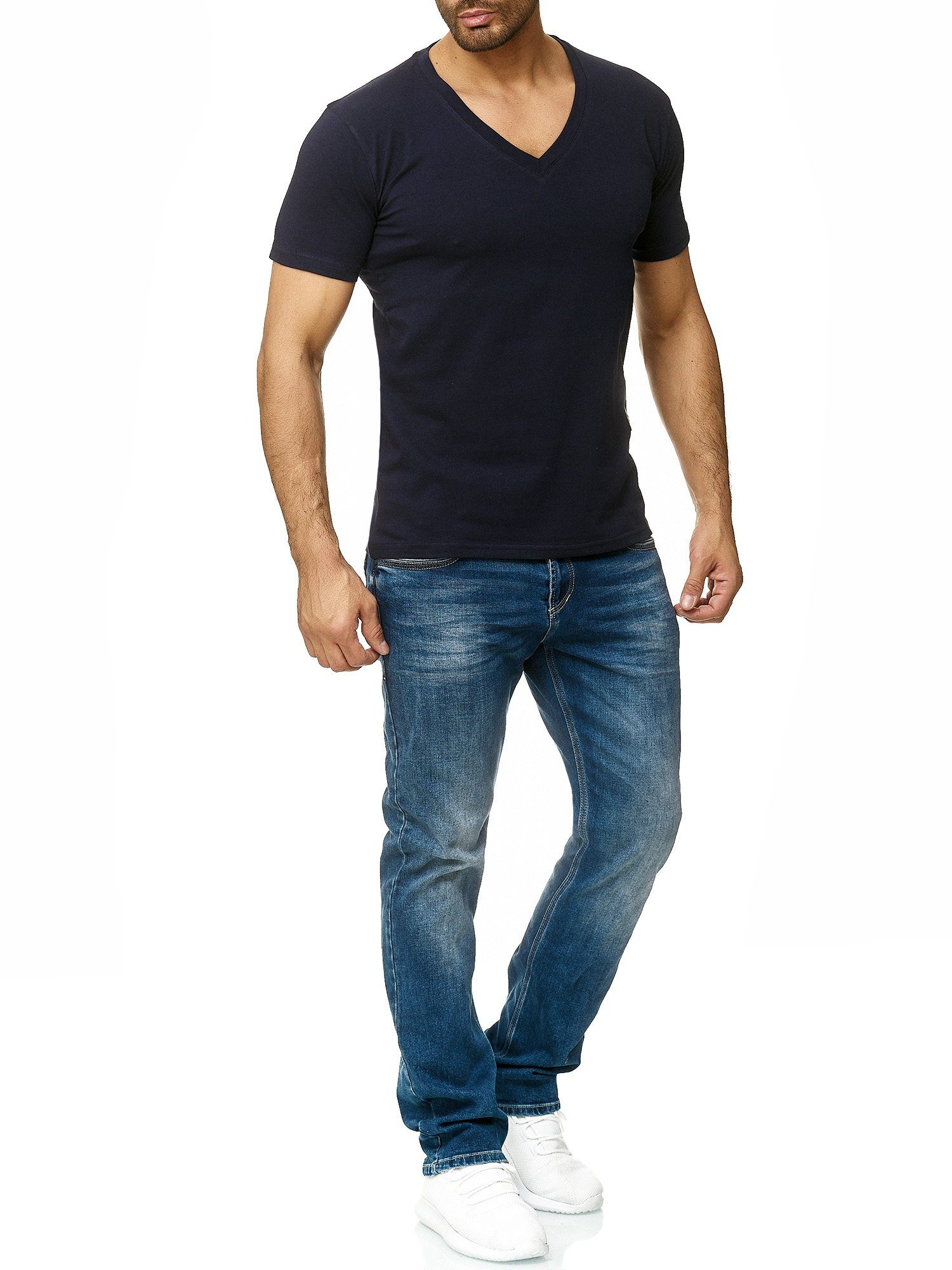 OneRedox T-Shirt 1308C (Shirt Freizeit Navy 1-tlg) Fitness Casual Kurzarmshirt Polo Tee