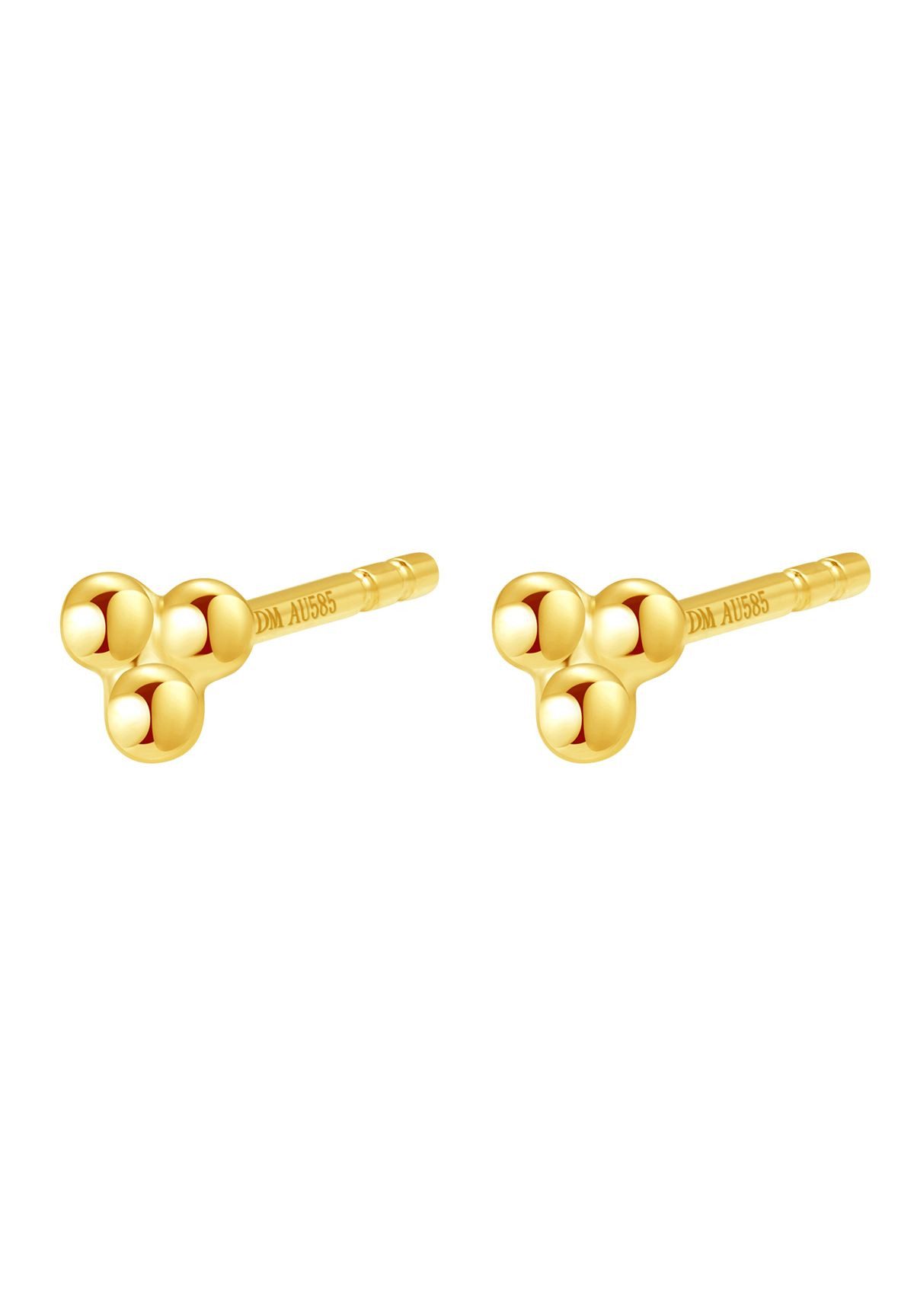 Dear Me Paar Ohrstecker Damen 585 Echtgold Terzett Kugeln, Winzige 14K Gold Dreieck Ohrstecker, Gelbgold oder Weißgold