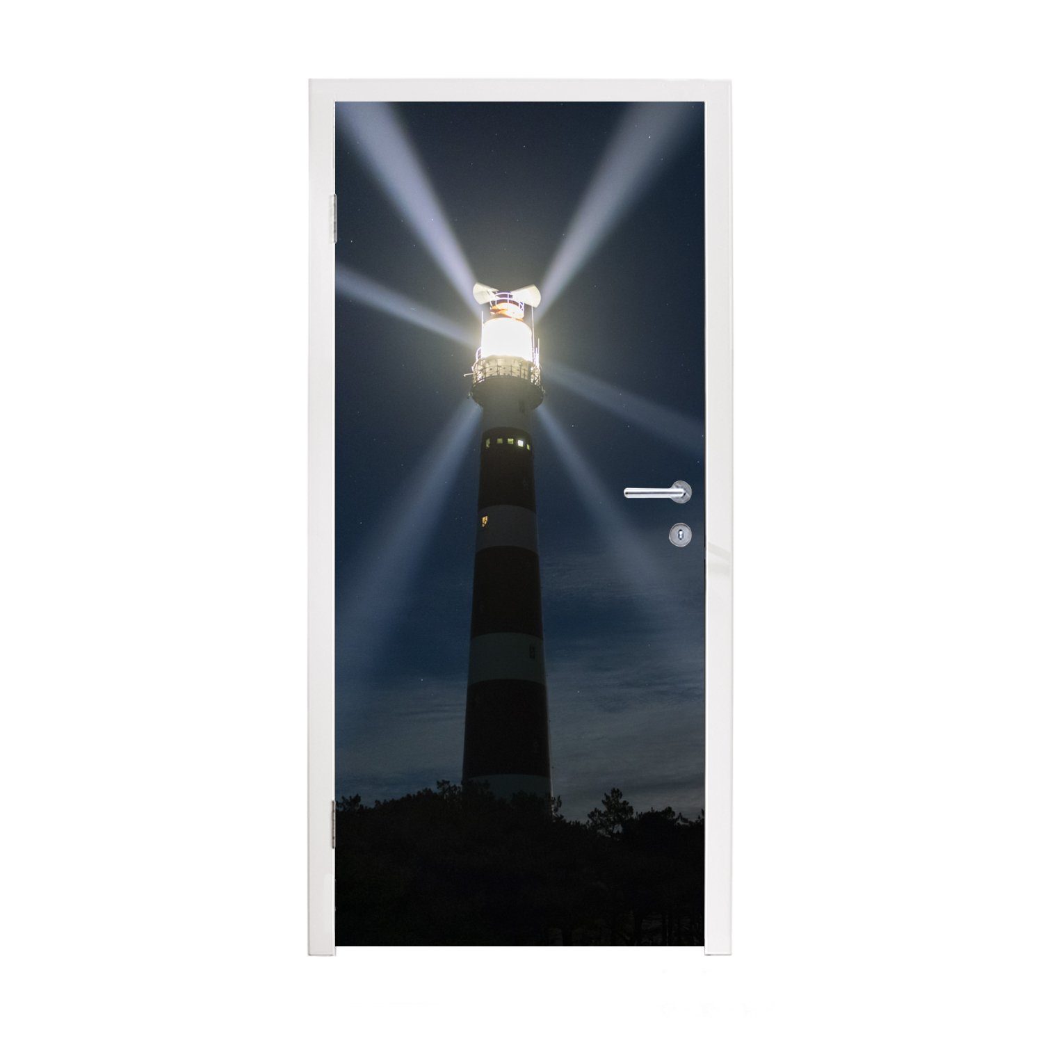 MuchoWow Türtapete Leuchtturm von Ameland in der Abenddämmerung, Matt, bedruckt, (1 St), Fototapete für Tür, Türaufkleber, 75x205 cm